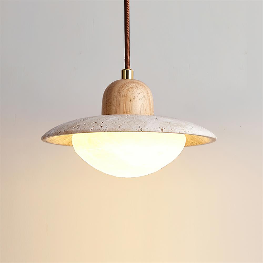 Duvio Travertine Pendant Light - Lamp Copper