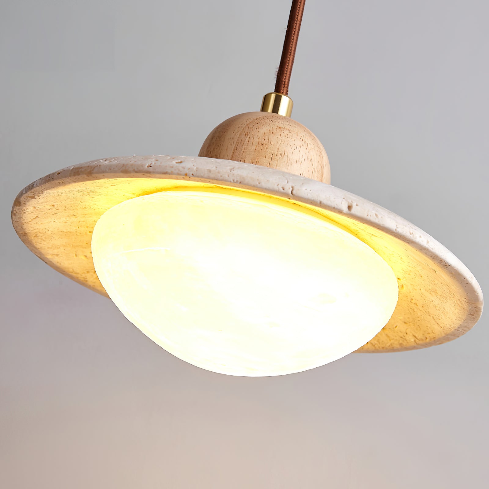 Duvio Travertine Pendant Light - Lamp Copper