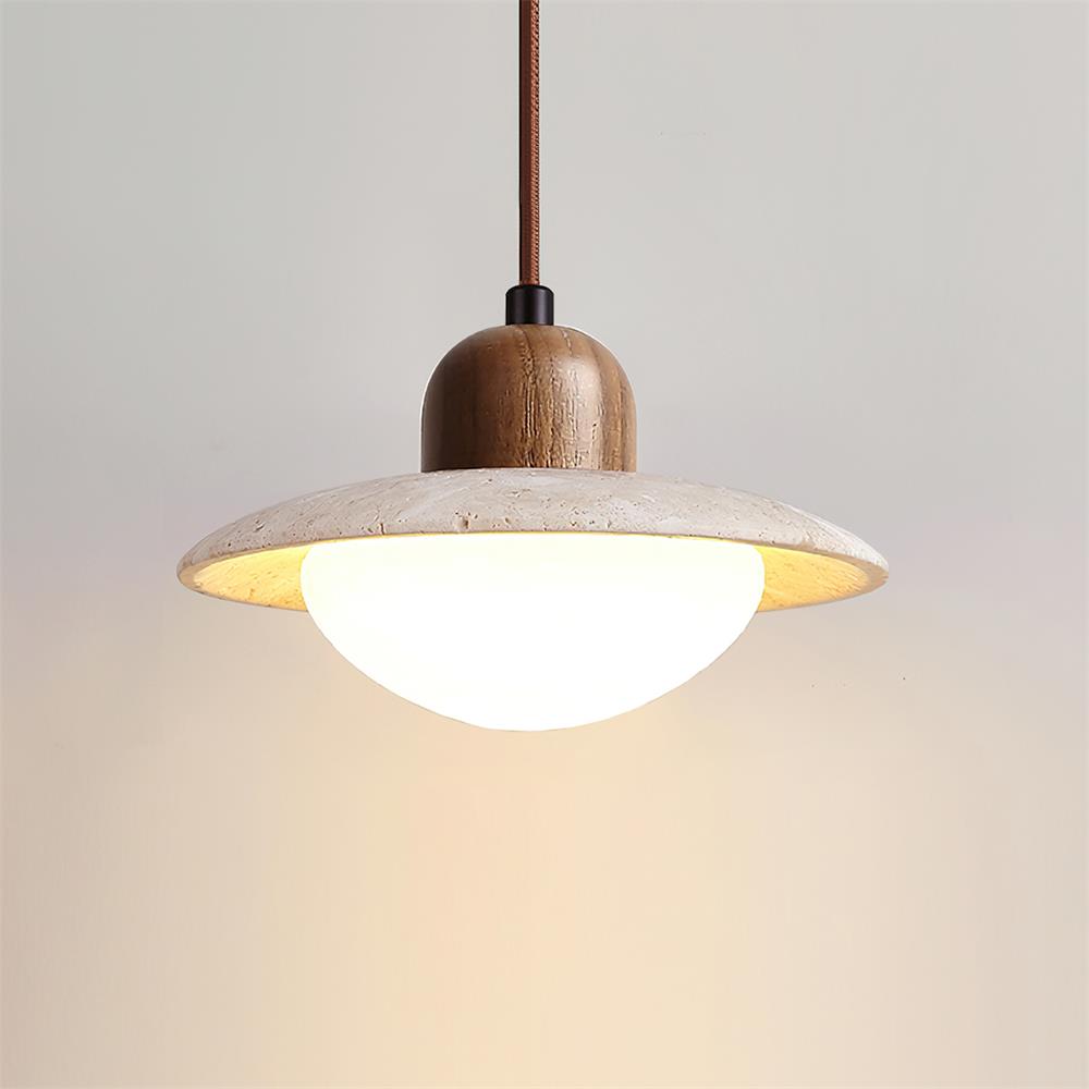 Duvio Travertine Pendant Light - Lamp Copper