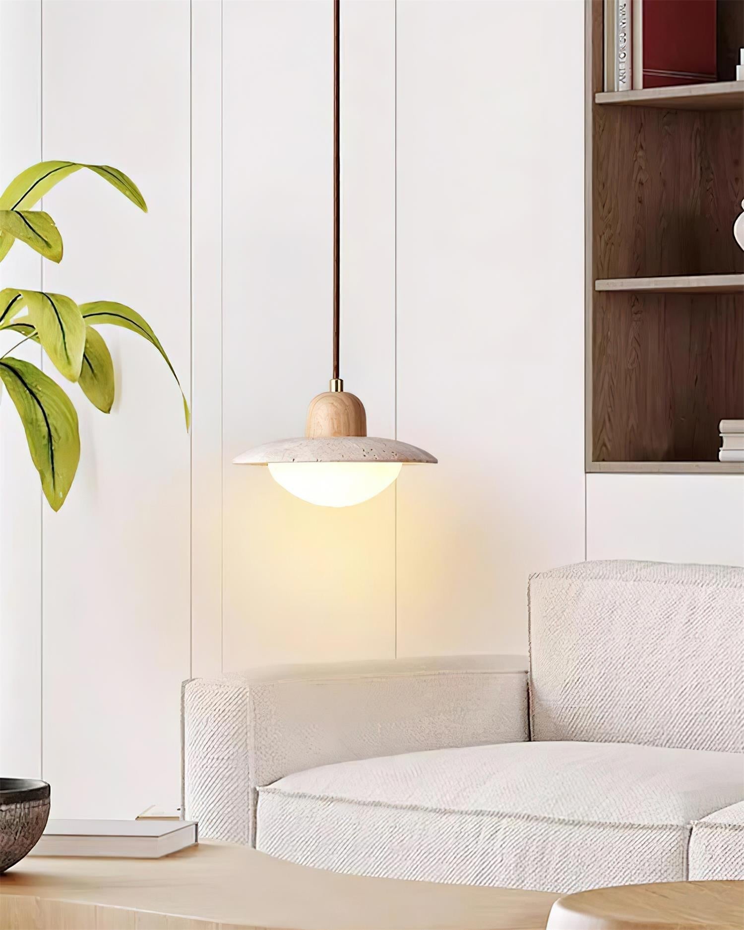 Duvio Travertine Pendant Light - Lamp Copper