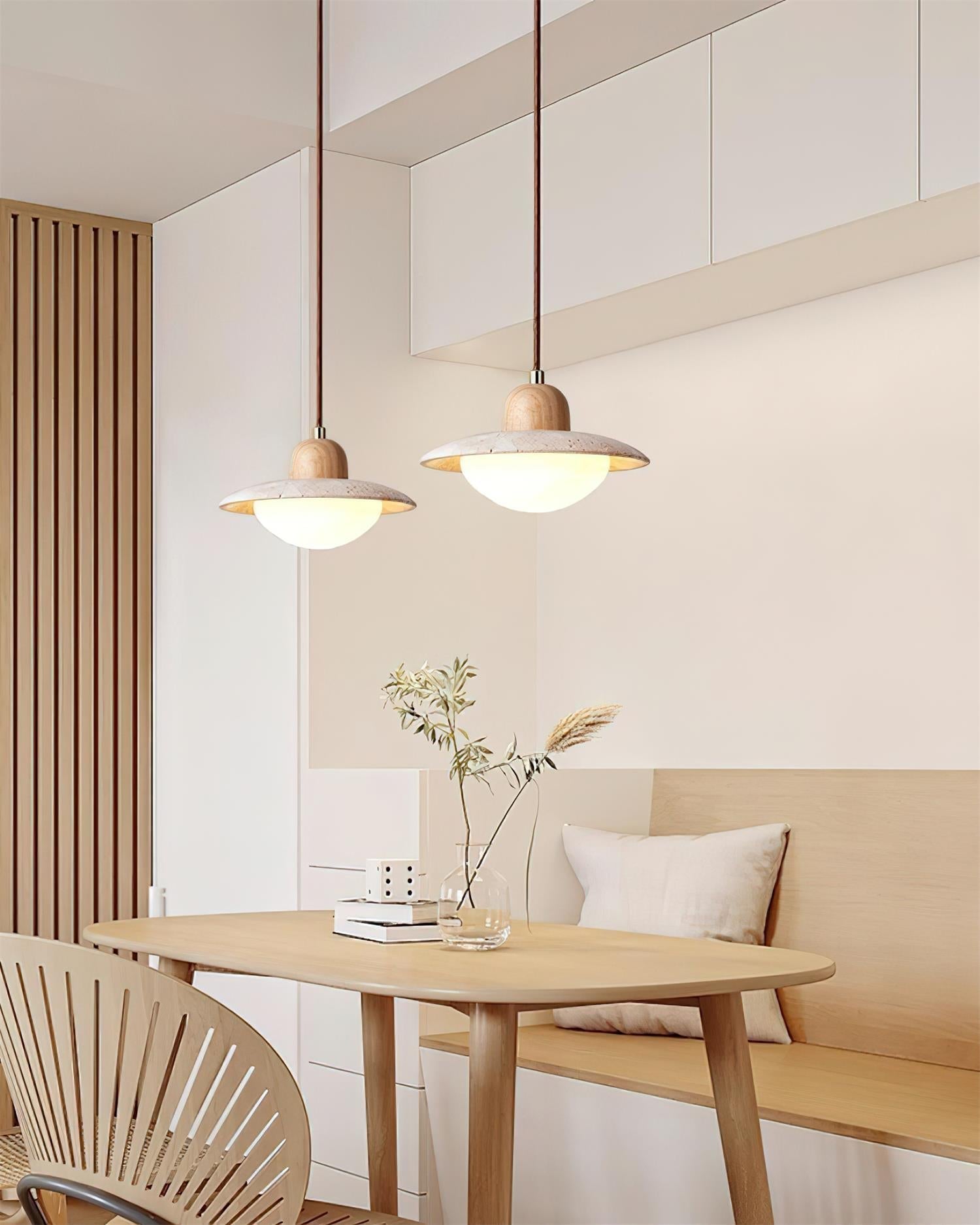 Duvio Travertine Pendant Light - Lamp Copper