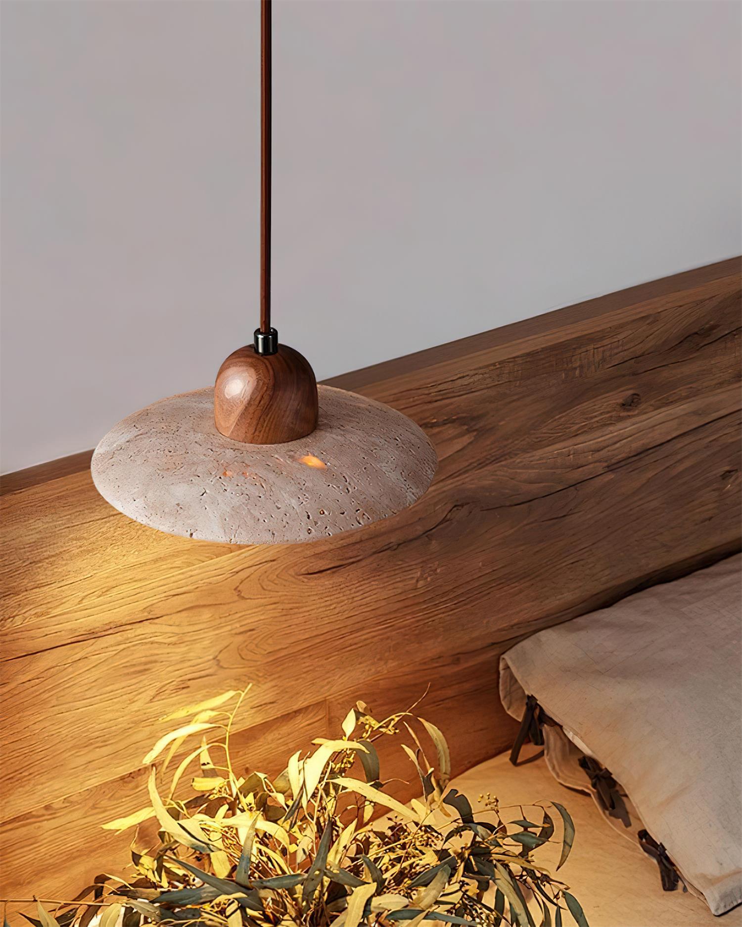 Duvio Travertine Pendant Light - Lamp Copper