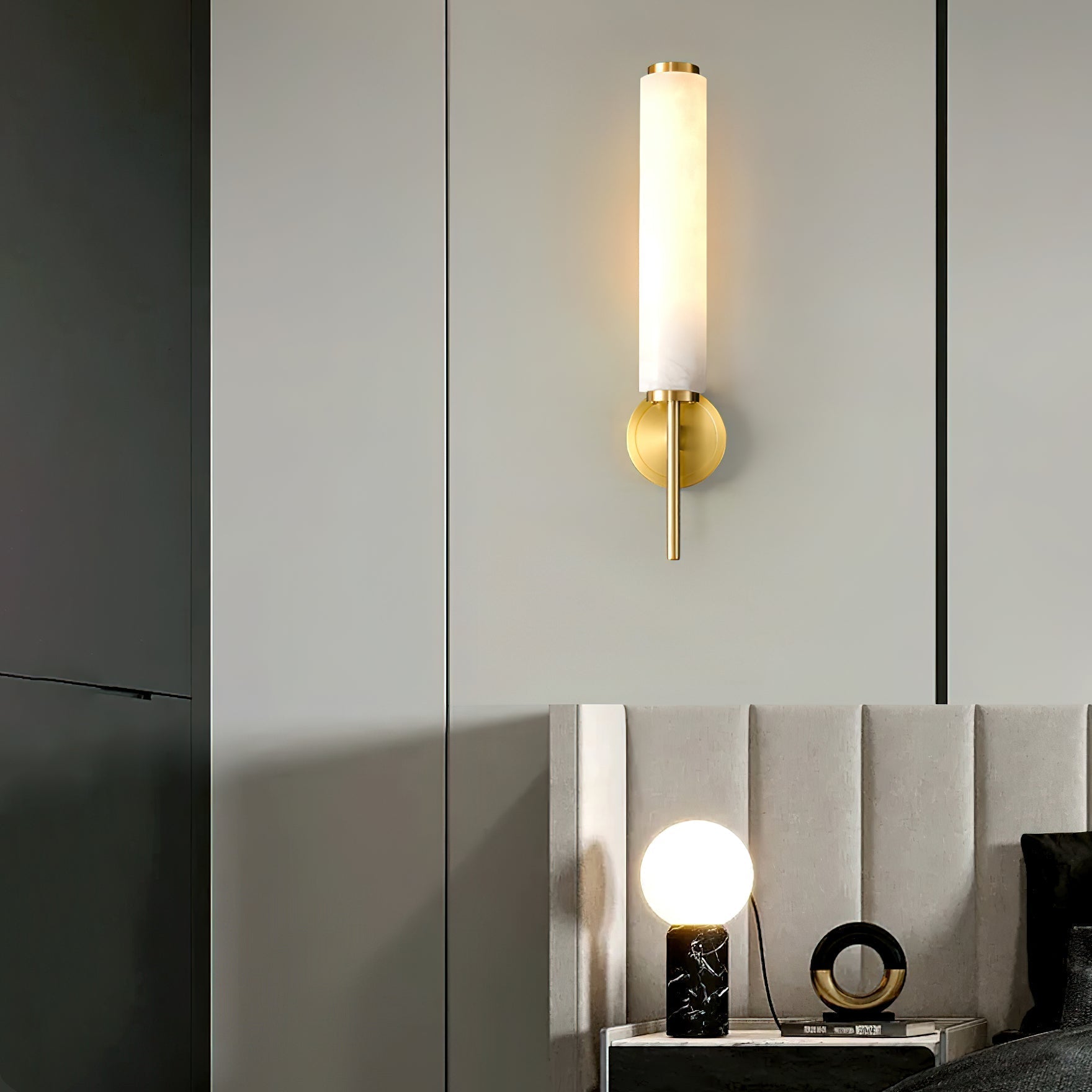 Jern Art Deco Alabaster Wall Lamp - Lamp Copper
