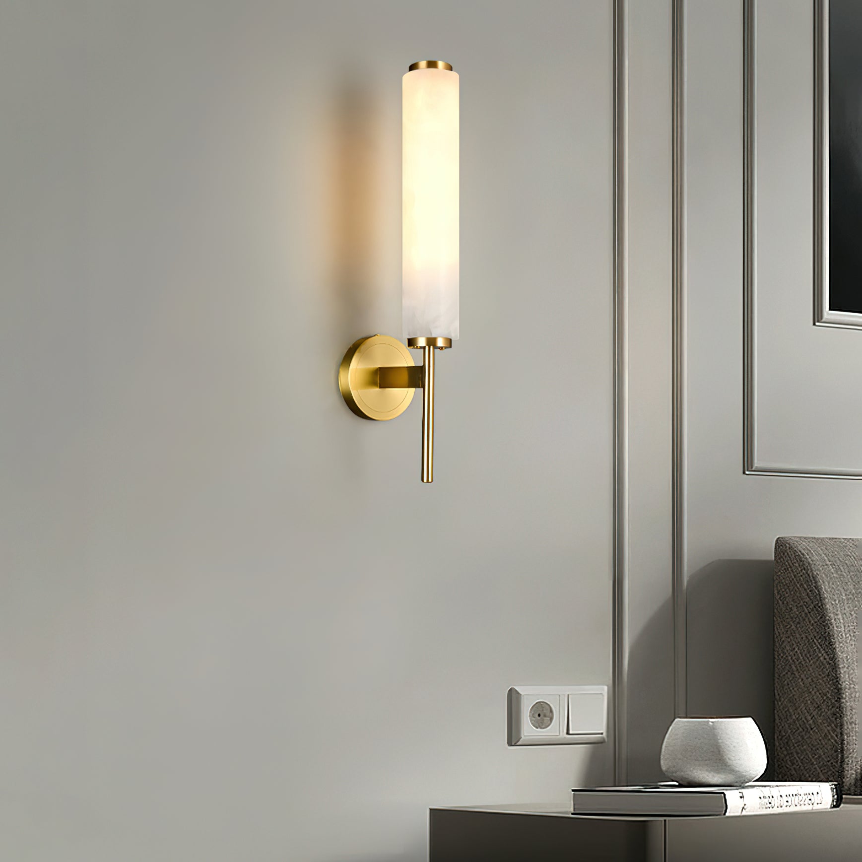 Jern Art Deco Alabaster Wall Lamp - Lamp Copper