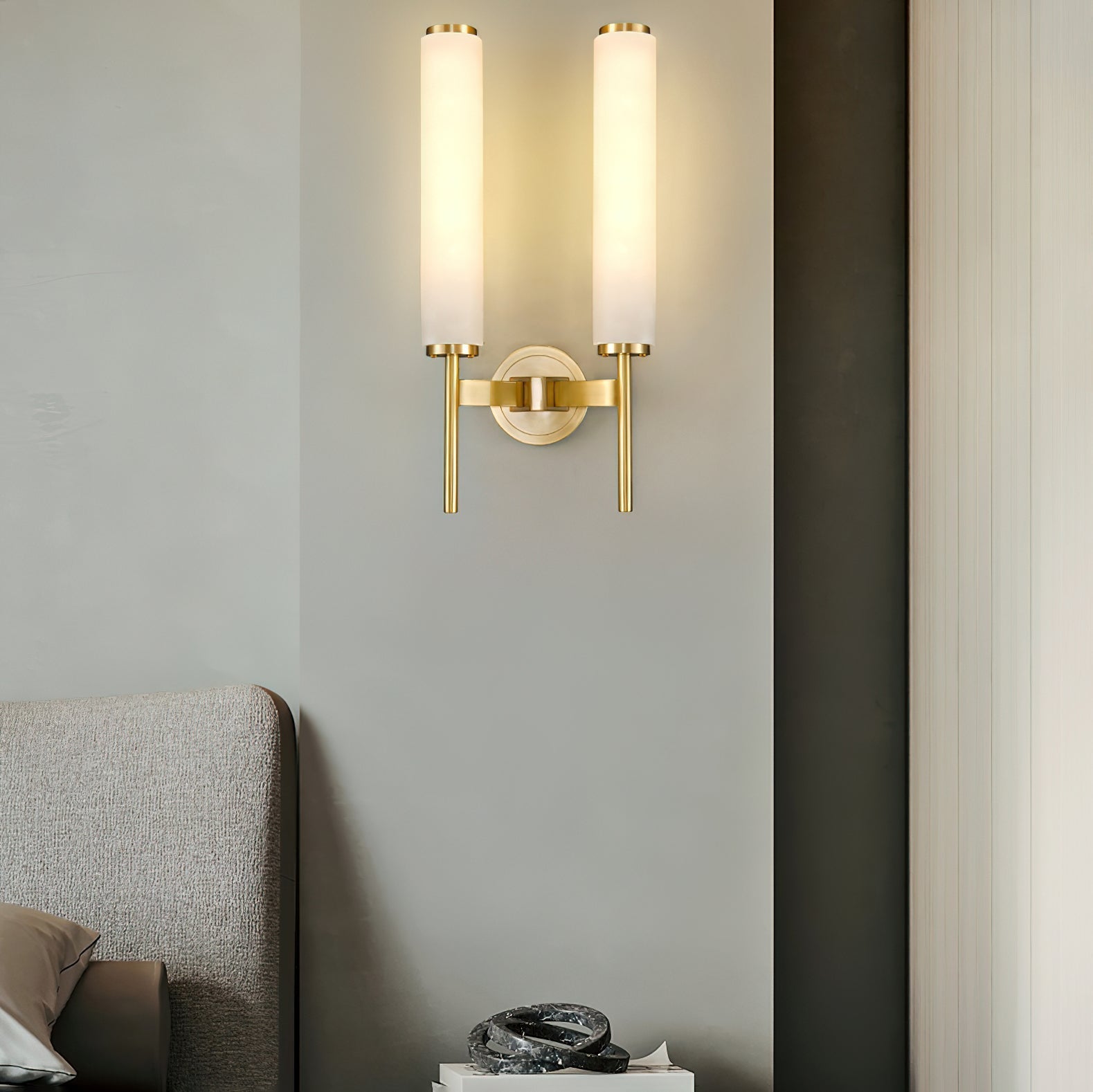 Jern Art Deco Alabaster Wall Lamp - Lamp Copper