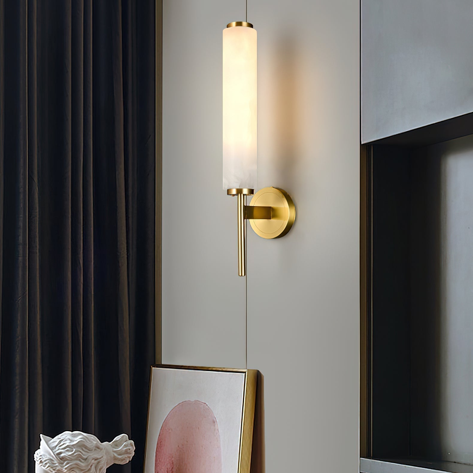 Jern Art Deco Alabaster Wall Lamp - Lamp Copper