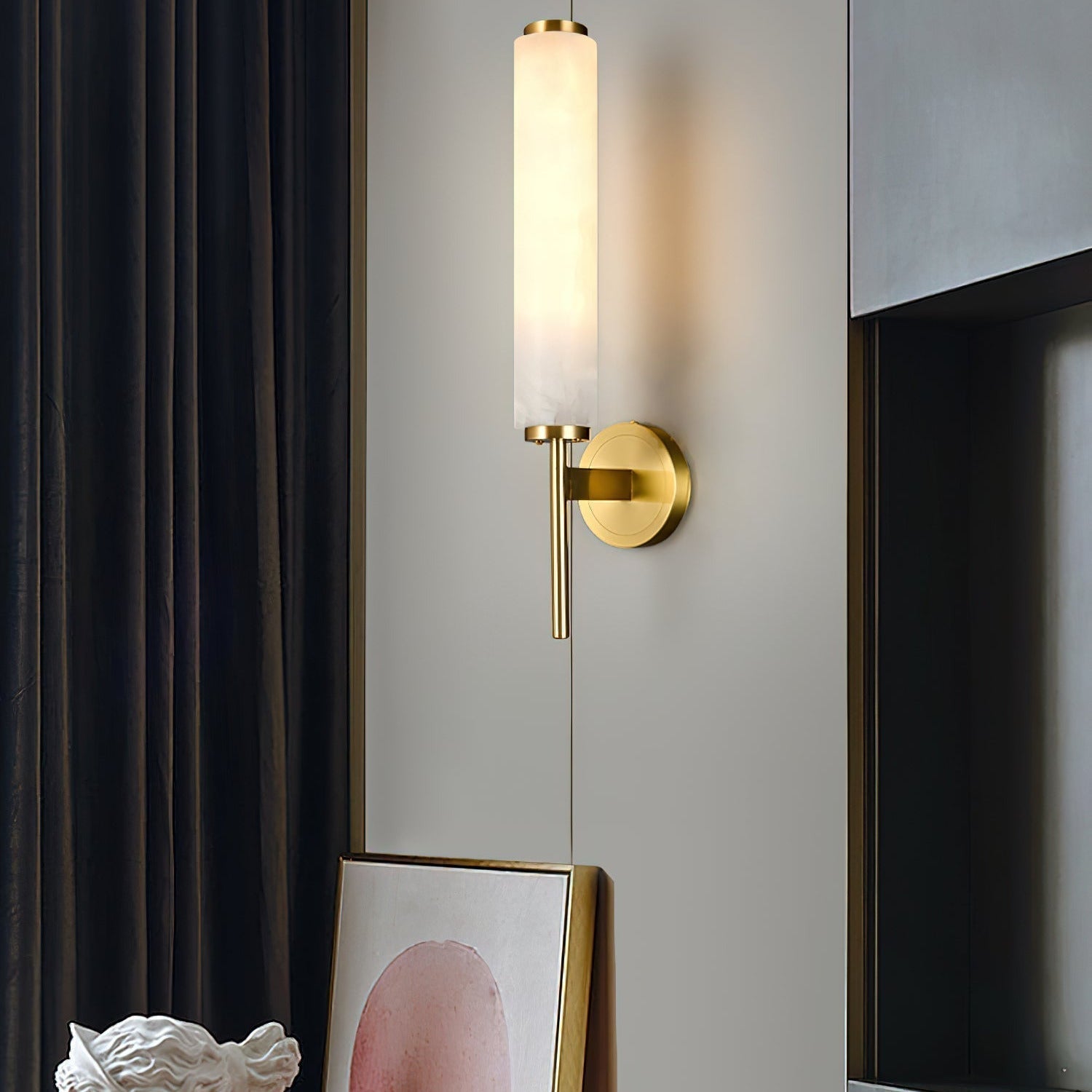 Jern Art Deco Alabaster Wall Lamp - Lamp Copper