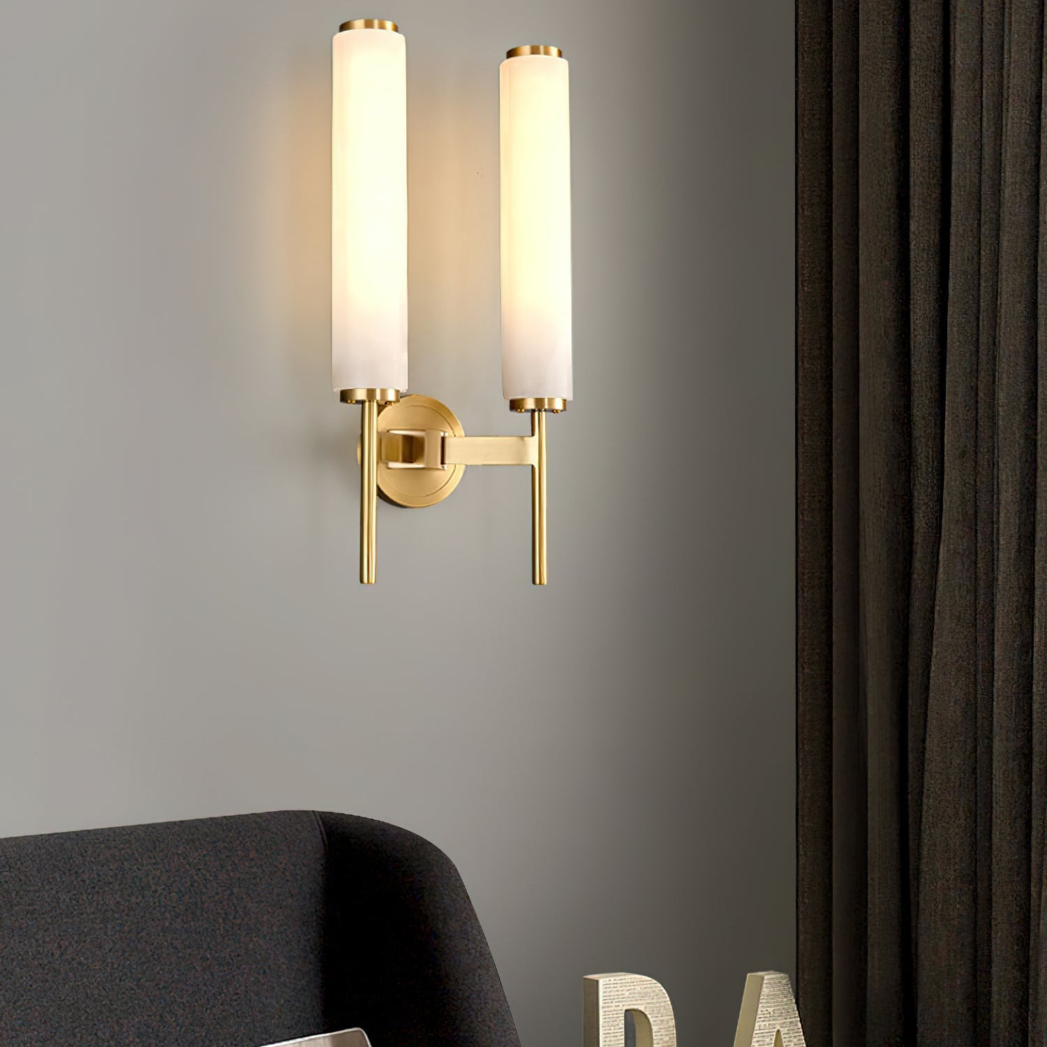 Jern Art Deco Alabaster Wall Lamp - Lamp Copper