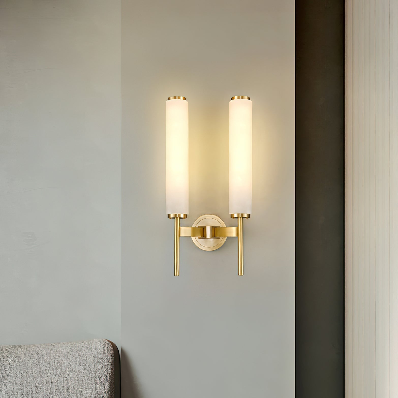 Jern Art Deco Alabaster Wall Lamp - Lamp Copper