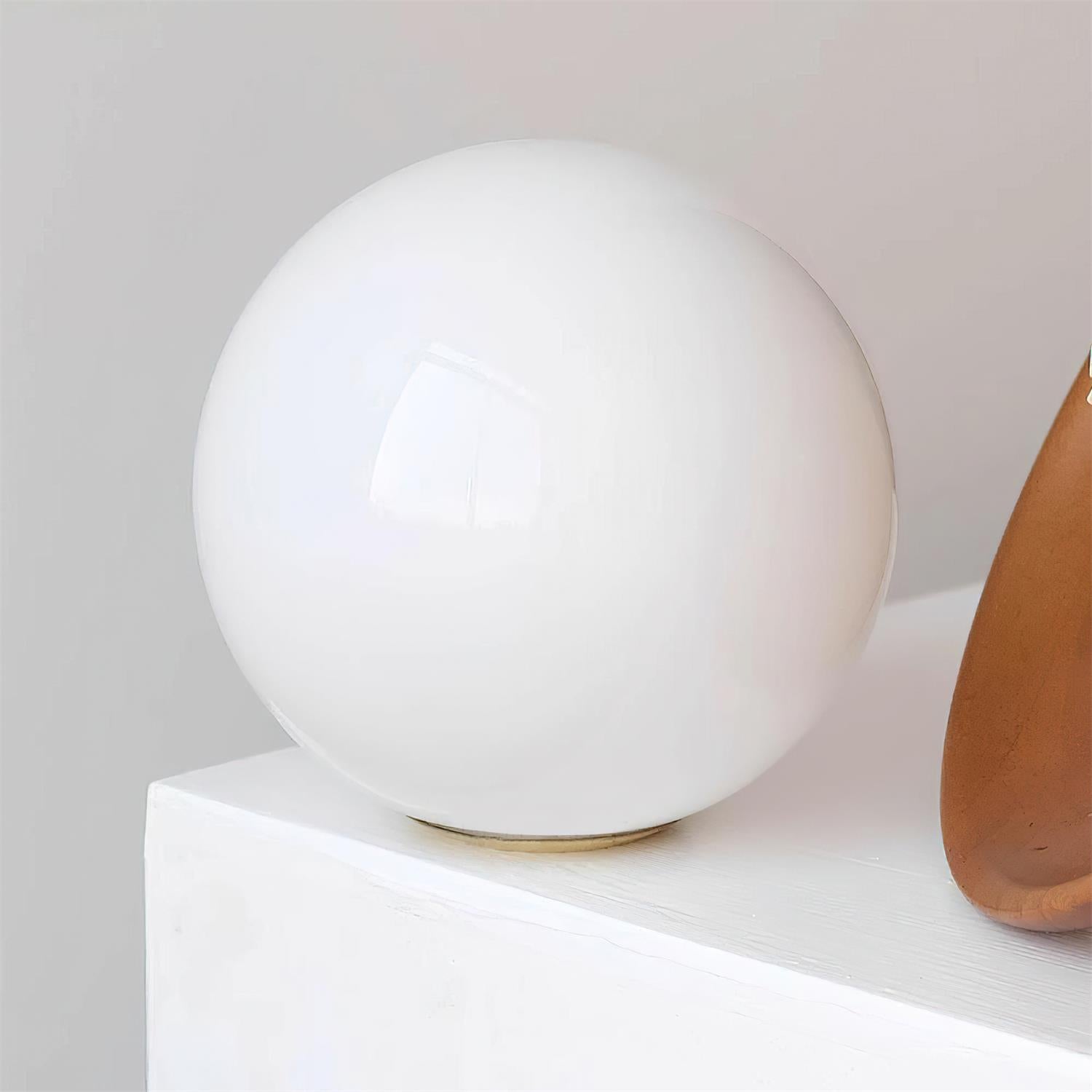 Ceiling Light Globe Opal Glass Modern Brass Walnut Accent Flush Mount - Lamp Copper
