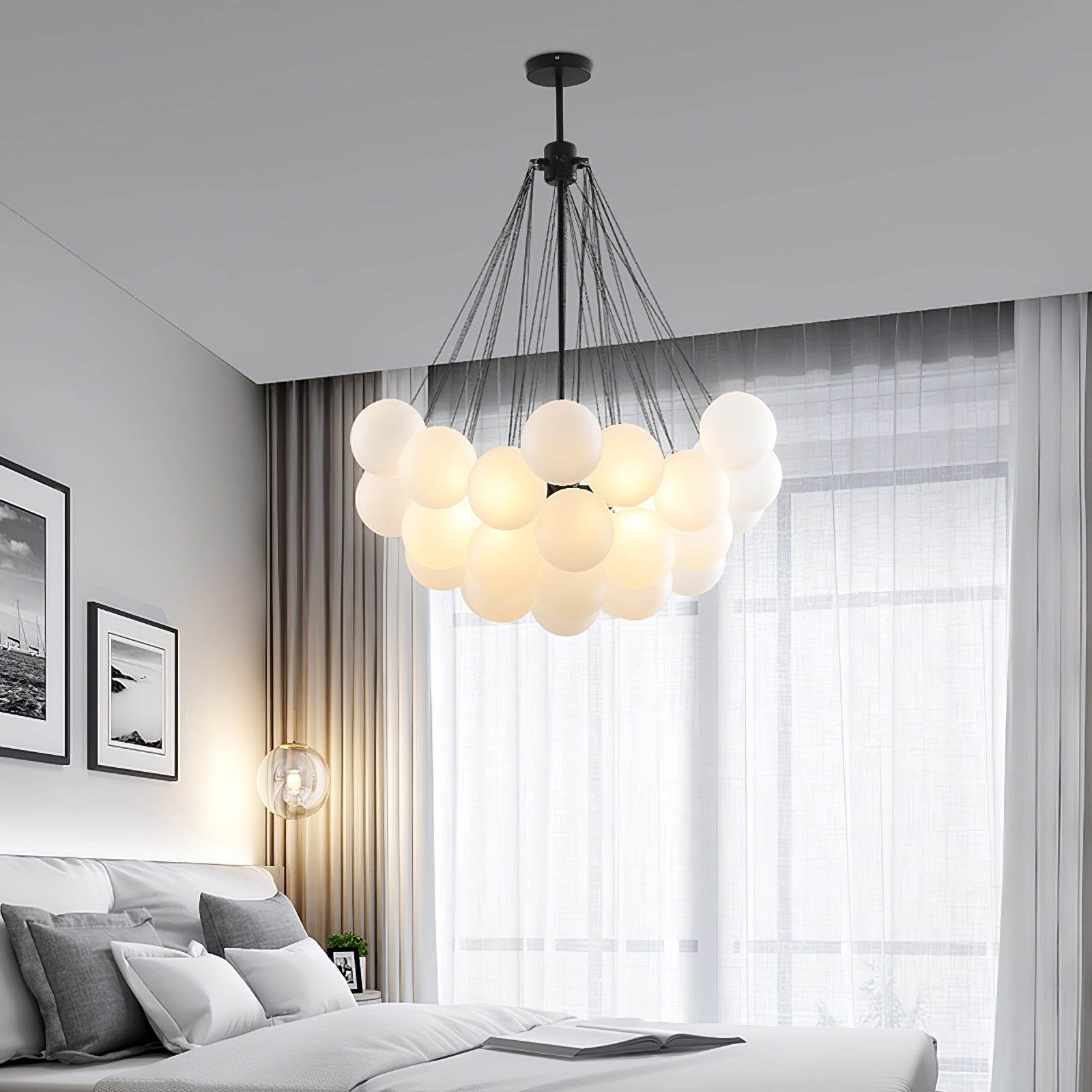 Fayne Glass Globe Pendant Light Bubble - Lamp Copper