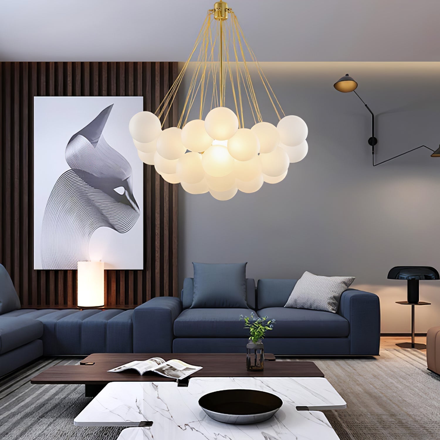 Fayne Glass Globe Pendant Light Bubble - Lamp Copper