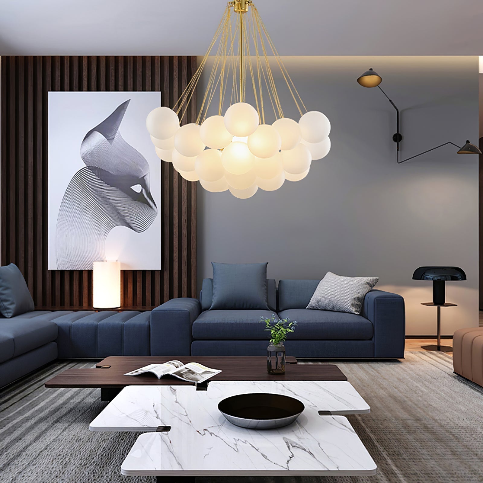 Fayne Glass Globe Pendant Light Bubble - Lamp Copper