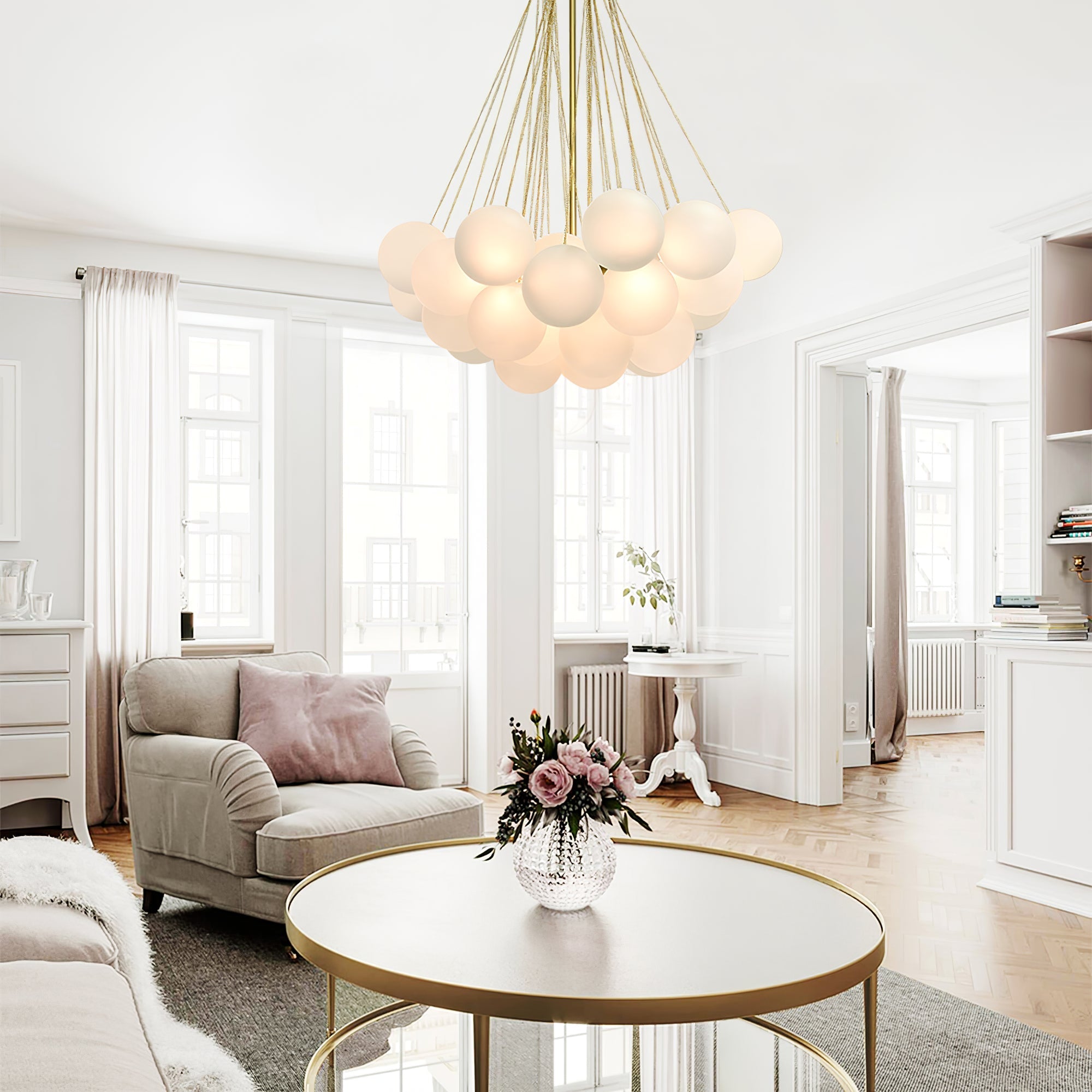 Fayne Glass Globe Pendant Light Bubble - Lamp Copper