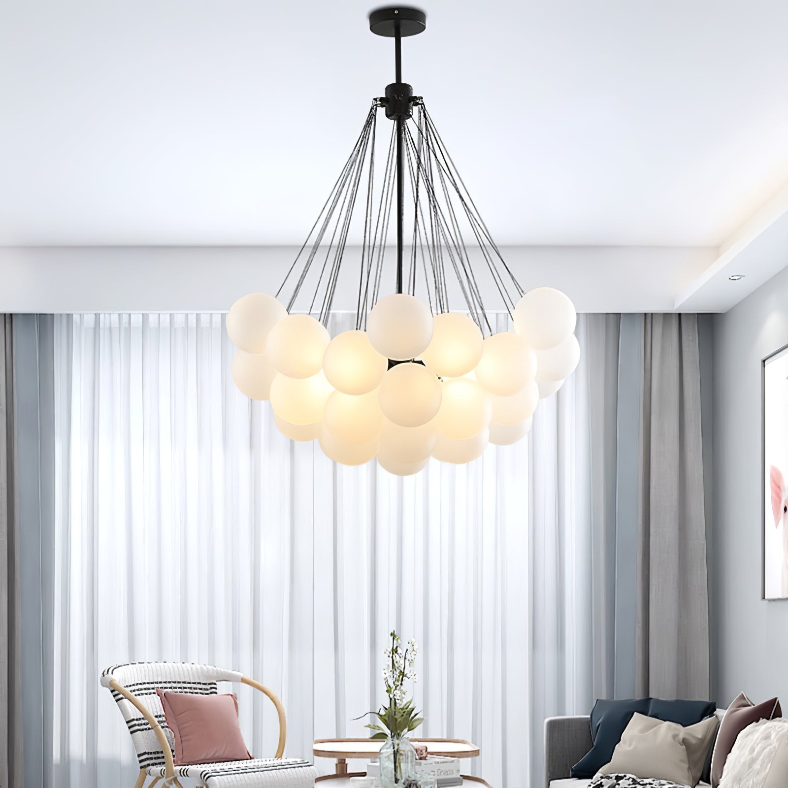 Fayne Glass Globe Pendant Light Bubble - Lamp Copper