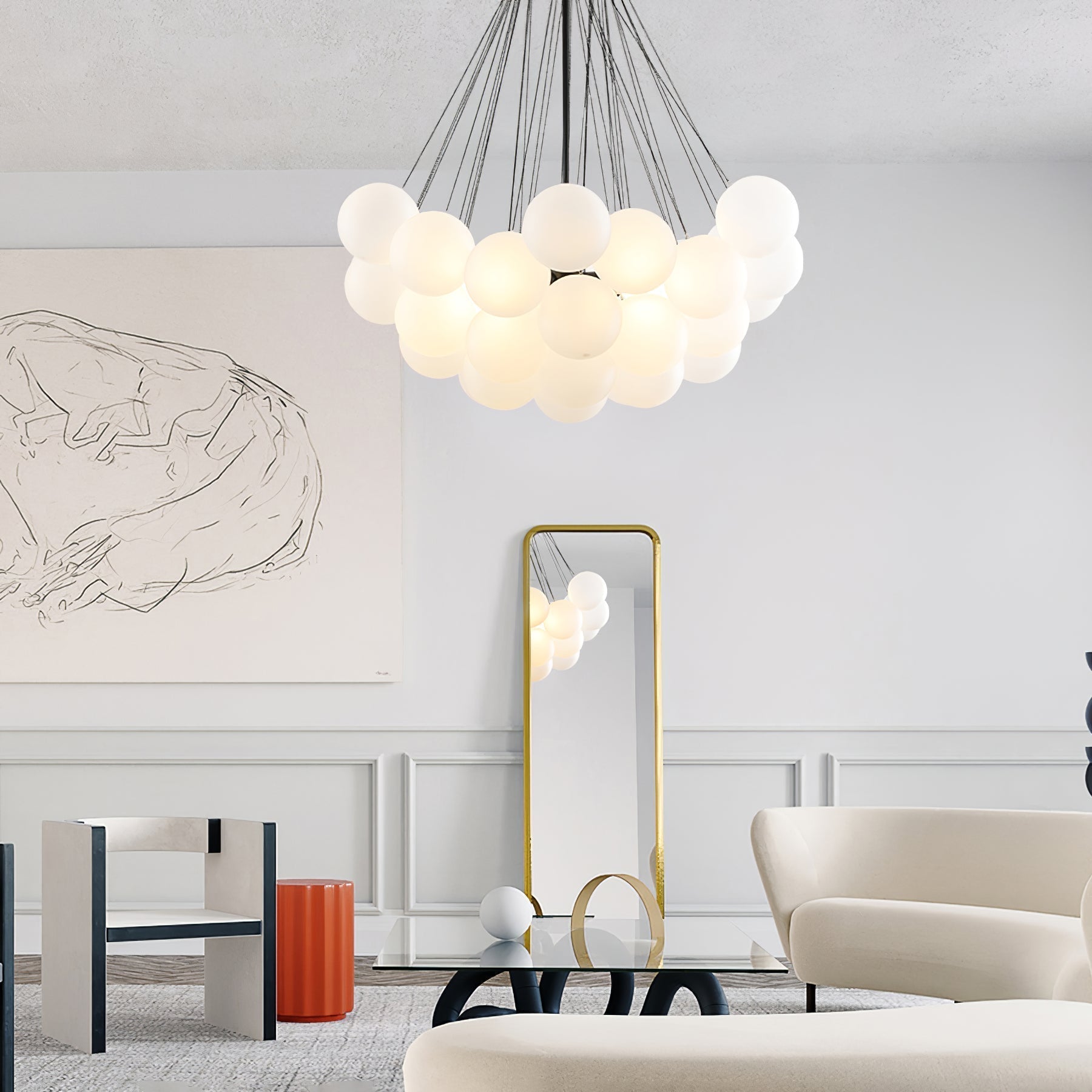 Fayne Glass Globe Pendant Light Bubble - Lamp Copper