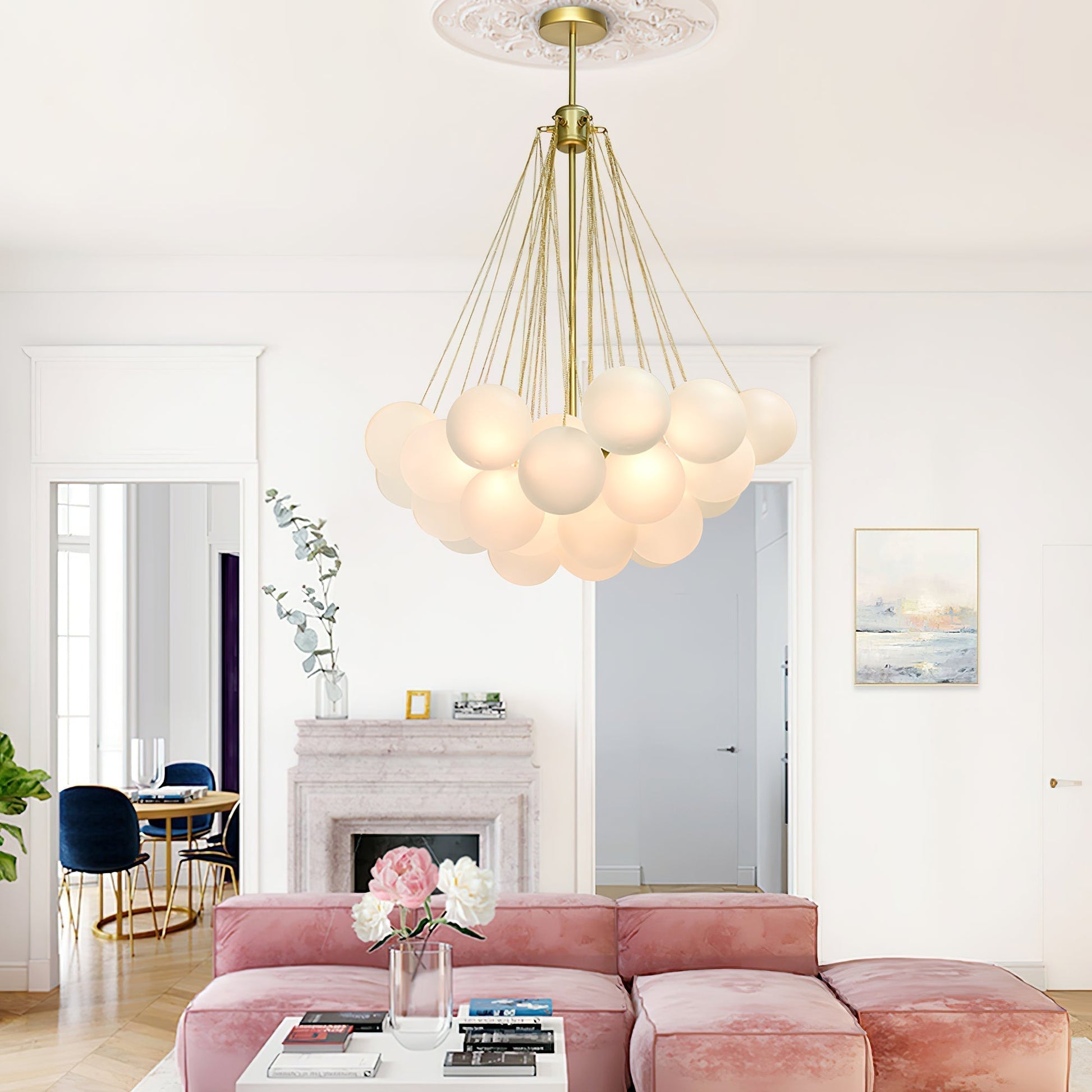 Fayne Glass Globe Pendant Light Bubble - Lamp Copper