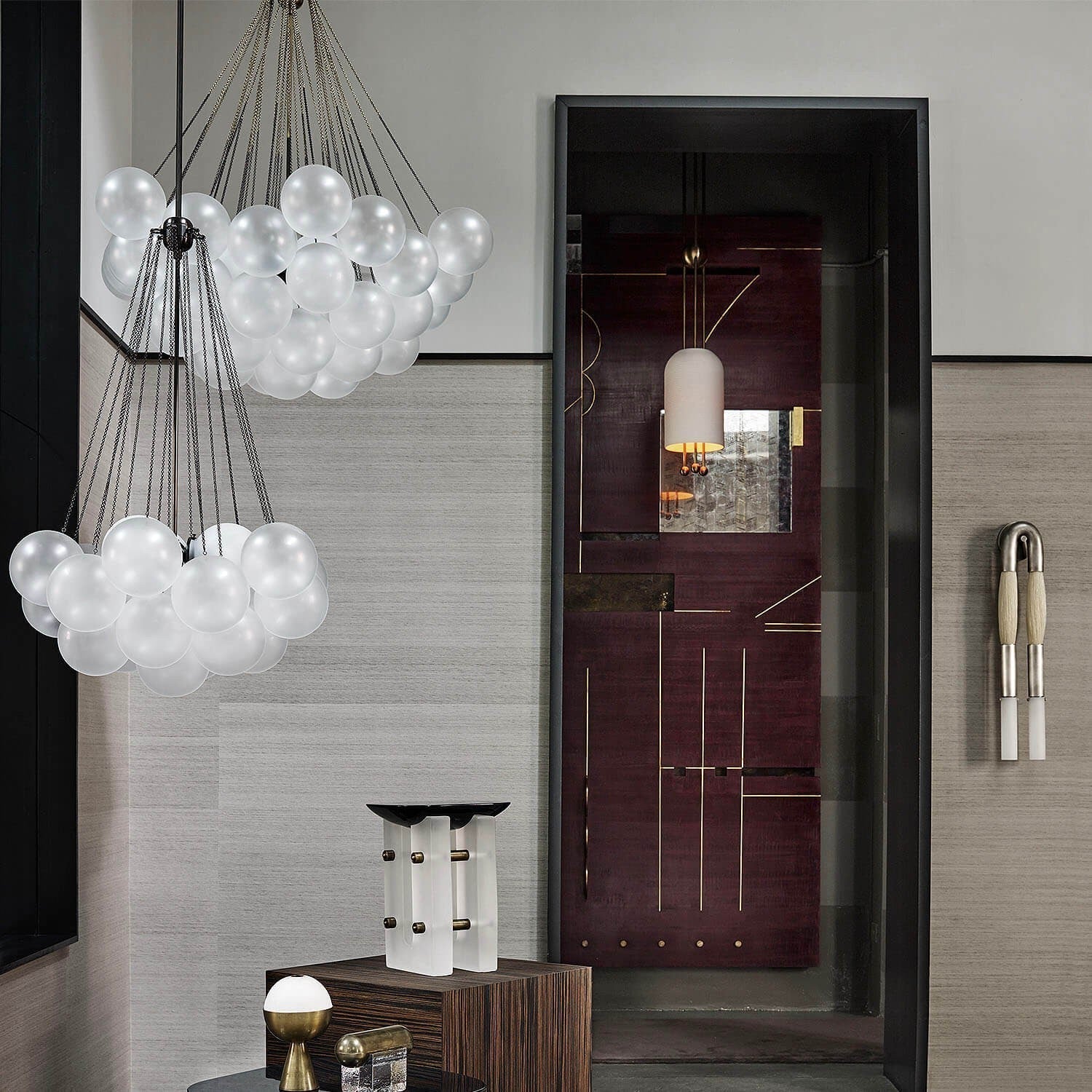 Fayne Glass Globe Pendant Light Bubble - Lamp Copper