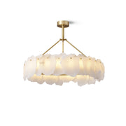 Burton Chandelier Alabaster Layered Halo - Lamp Copper