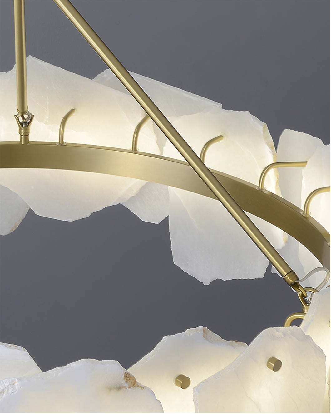 Burton Chandelier Alabaster Layered Halo - Lamp Copper