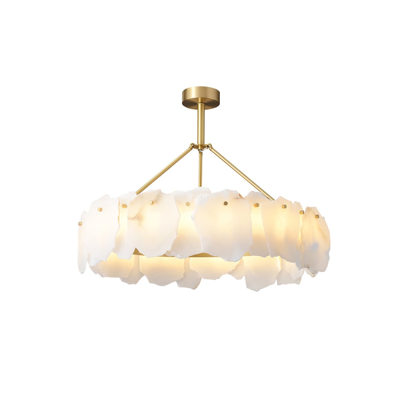 Burton Chandelier Alabaster Layered Halo - Lamp Copper