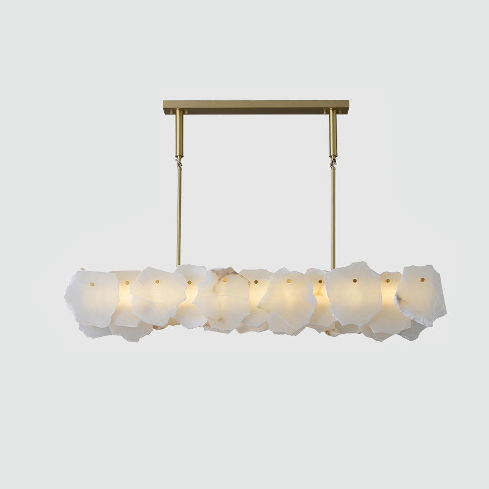 Burton Chandelier Alabaster Layered Halo - Lamp Copper