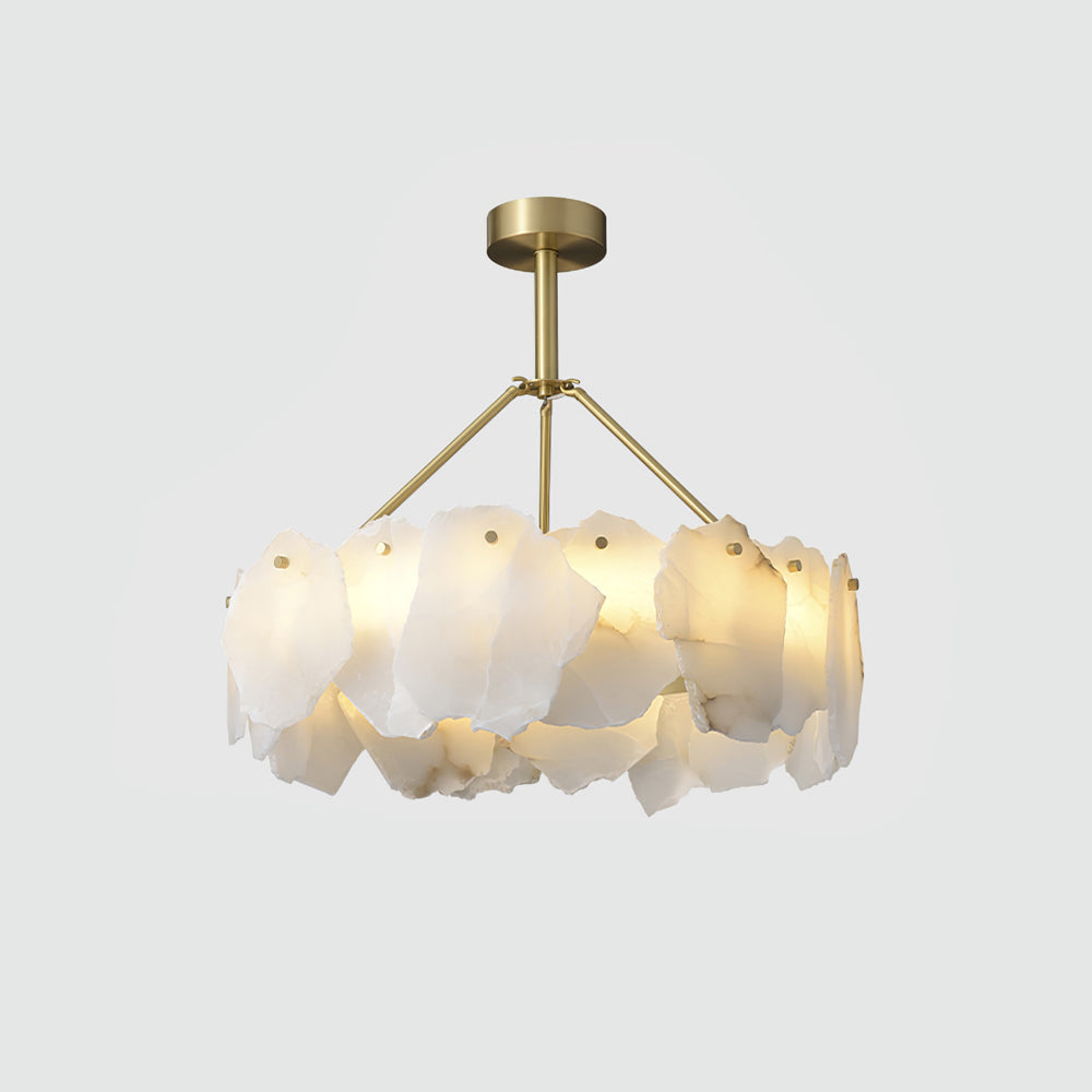 Burton Chandelier Alabaster Layered Halo - Lamp Copper