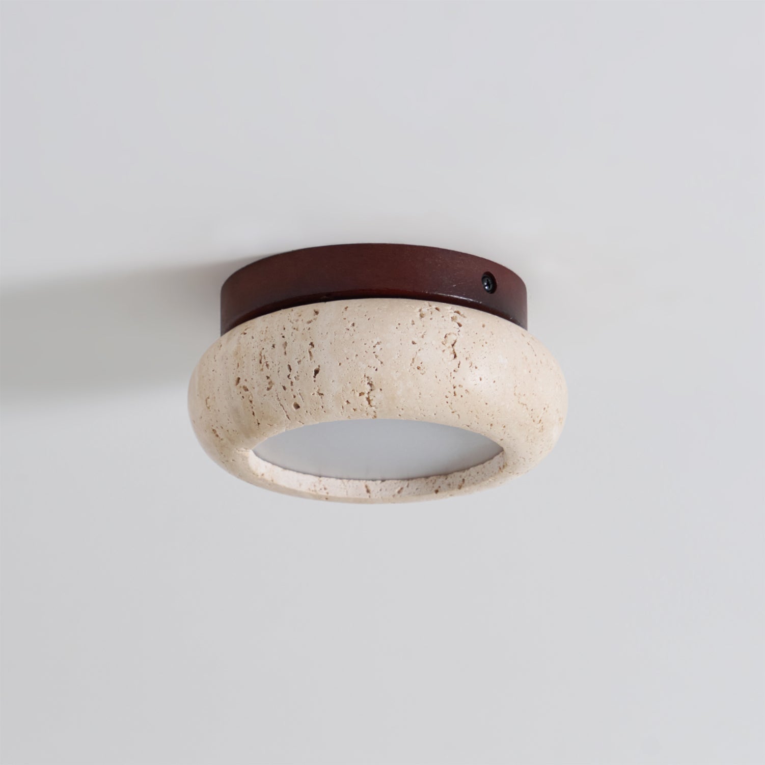 Astra Ceiling Light Mini Donut Travertine - Lamp Copper