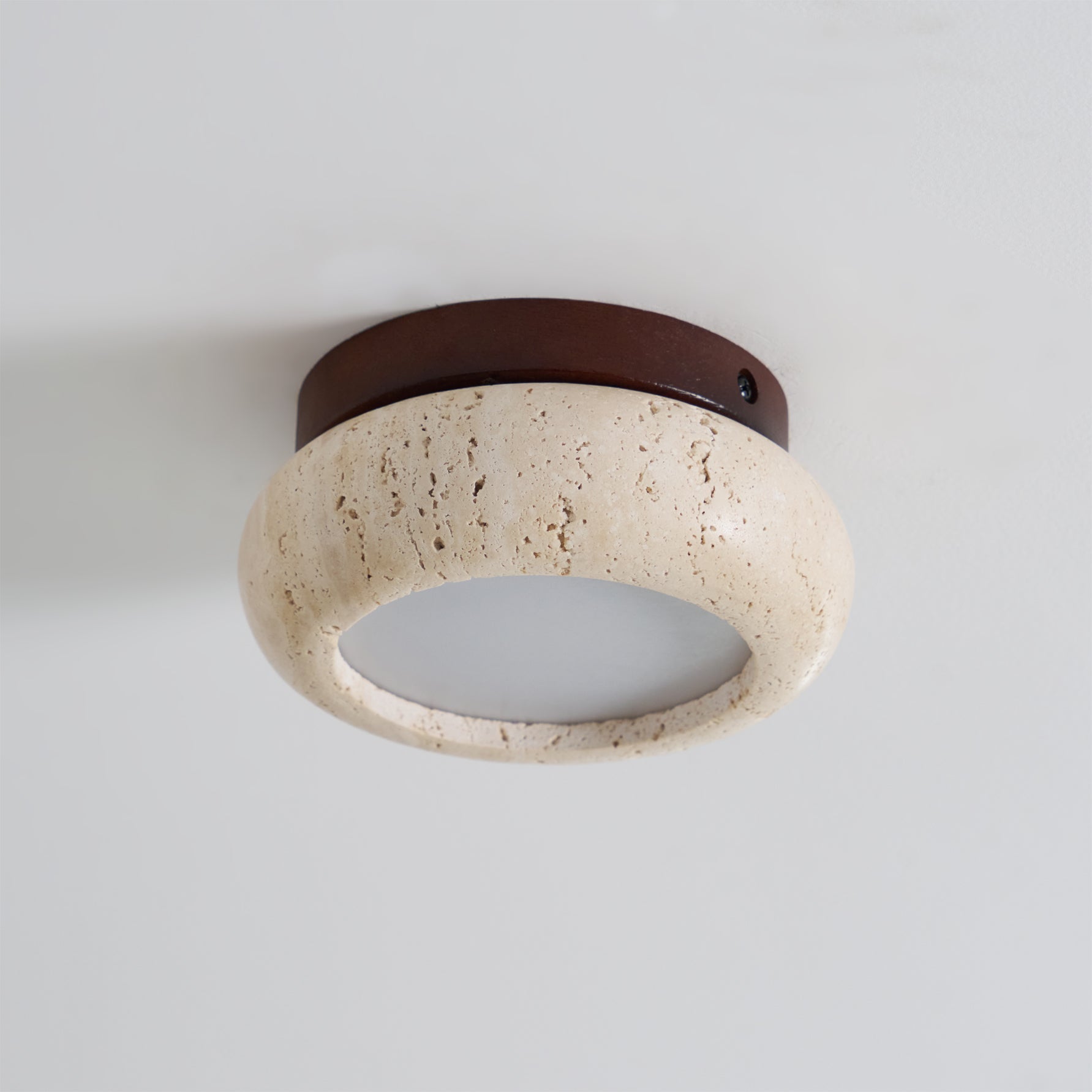 Astra Ceiling Light Mini Donut Travertine - Lamp Copper