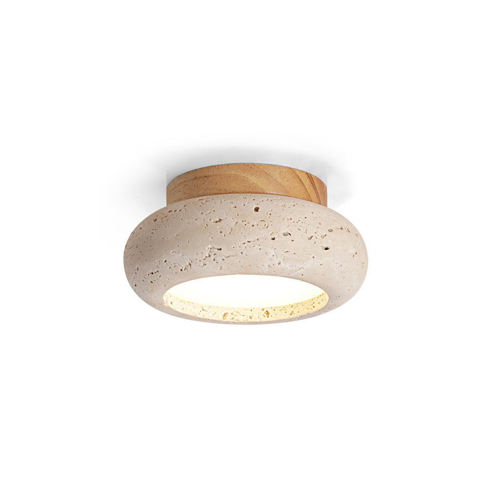Astra Ceiling Light Mini Donut Travertine - Lamp Copper
