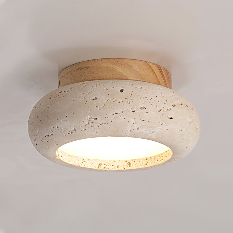 Astra Ceiling Light Mini Donut Travertine - Lamp Copper