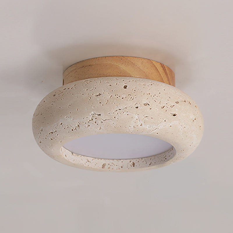 Astra Ceiling Light Mini Donut Travertine - Lamp Copper
