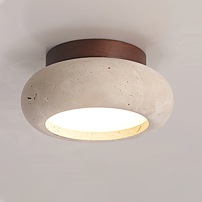 Astra Ceiling Light Mini Donut Travertine - Lamp Copper