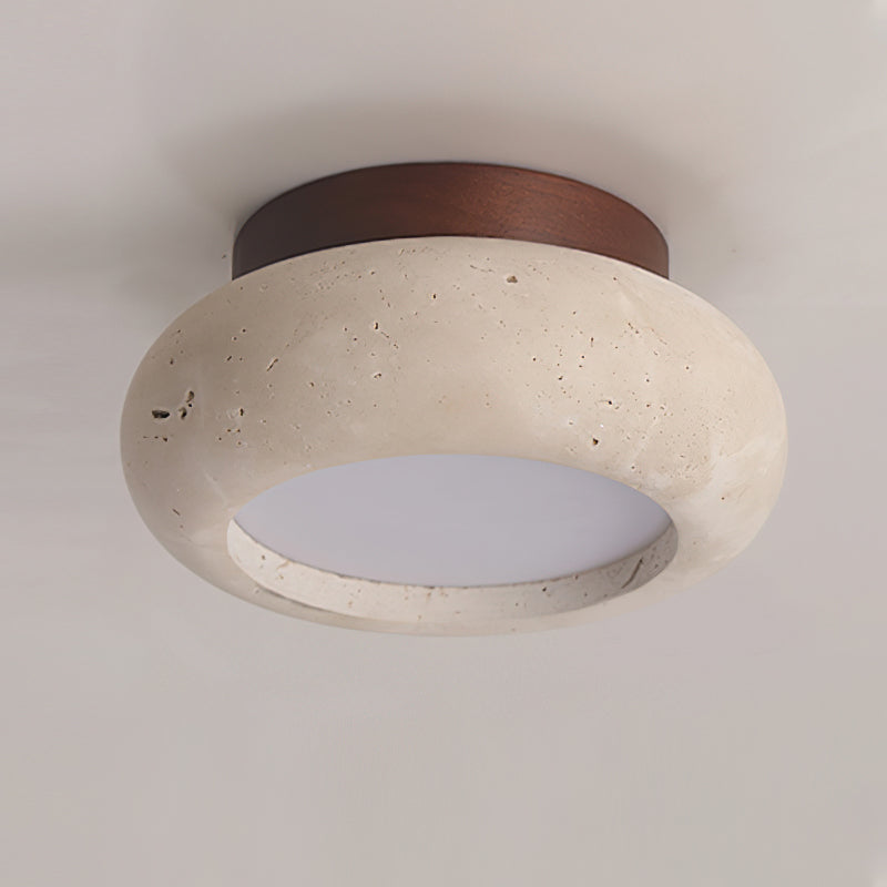 Astra Ceiling Light Mini Donut Travertine - Lamp Copper