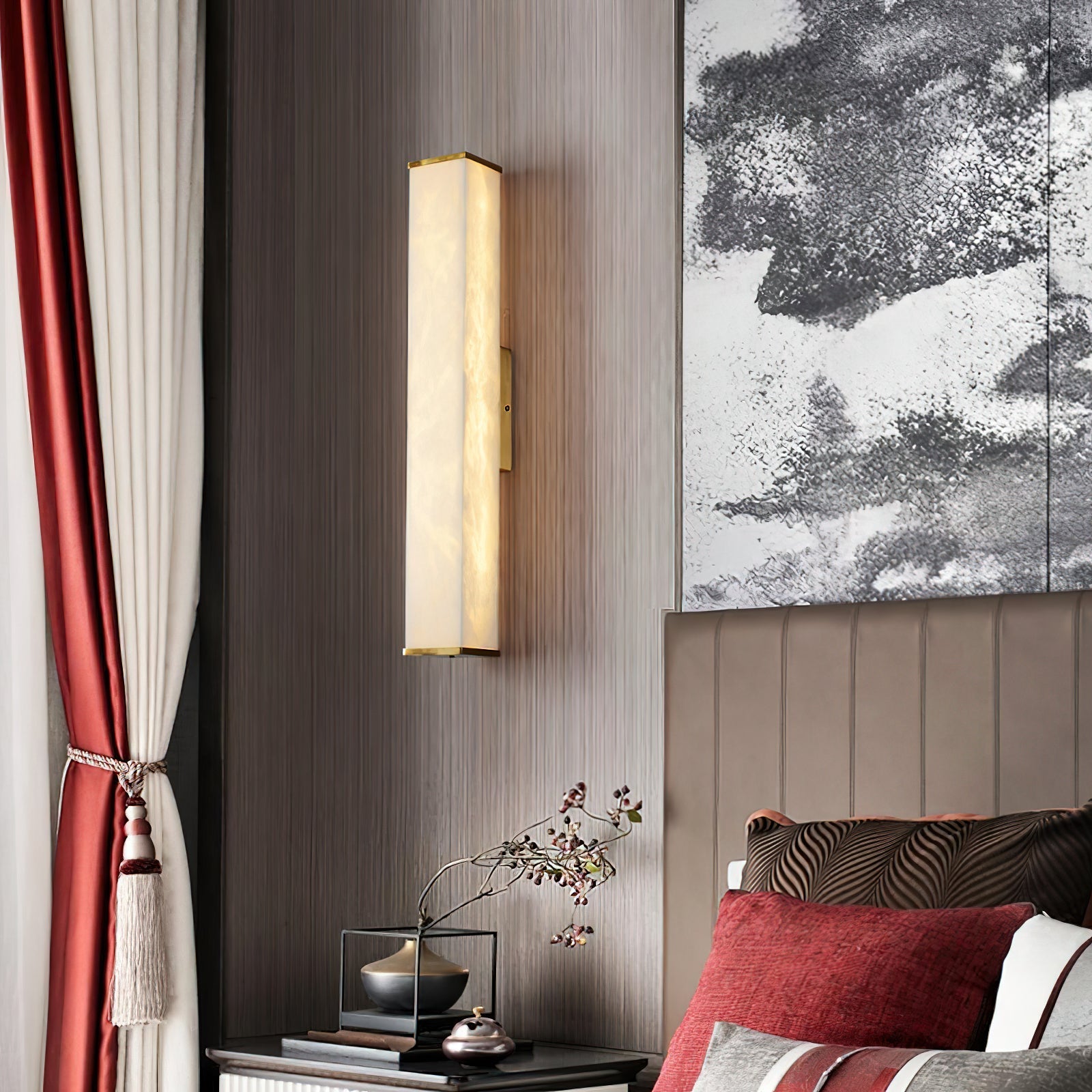 Arcus Modern Minimalist Elegance Brass Alabaster Sconce Wall Lamp - Lamp Copper
