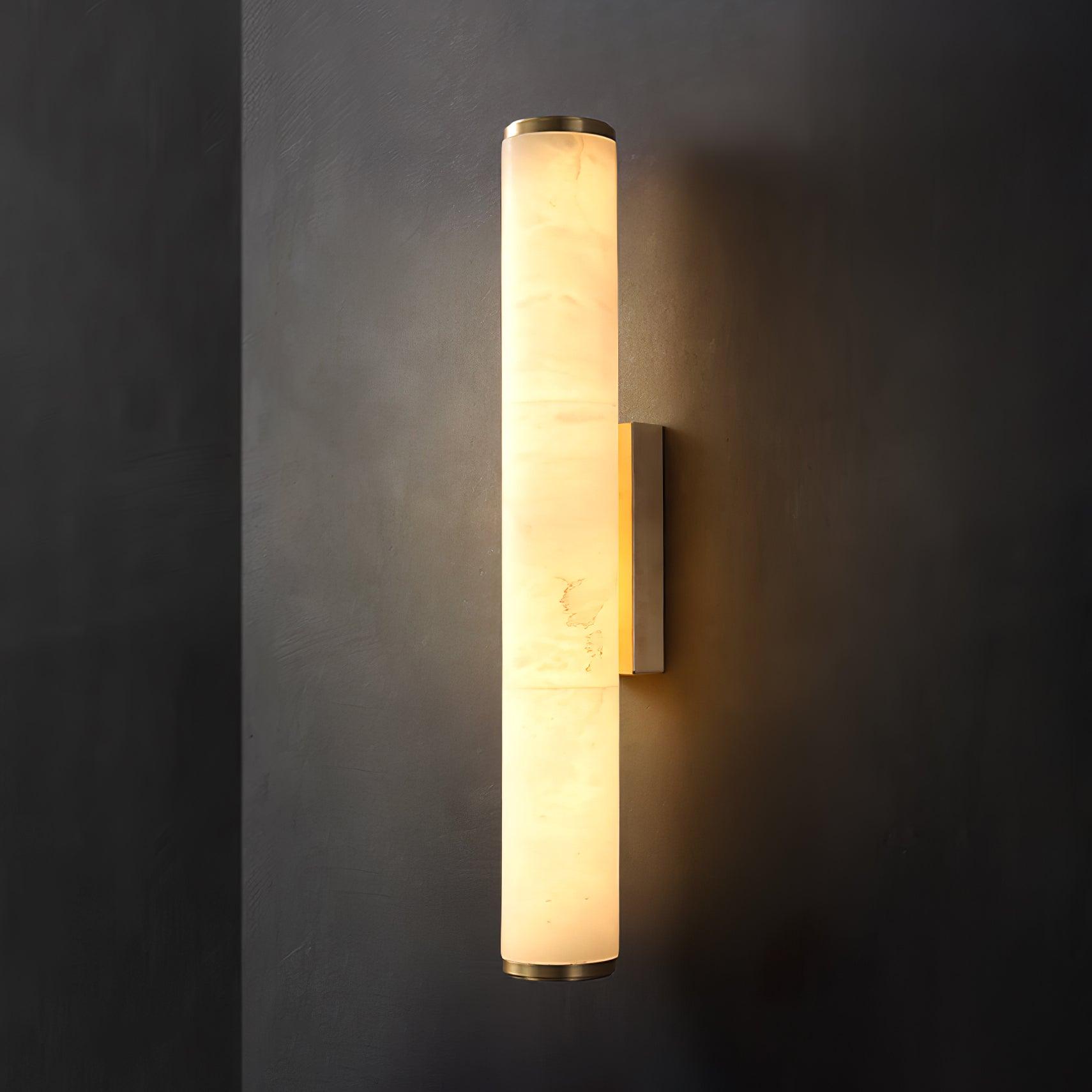 Klyr Alabaster Vertical Cylindrical Wall Lamp - Lamp Copper