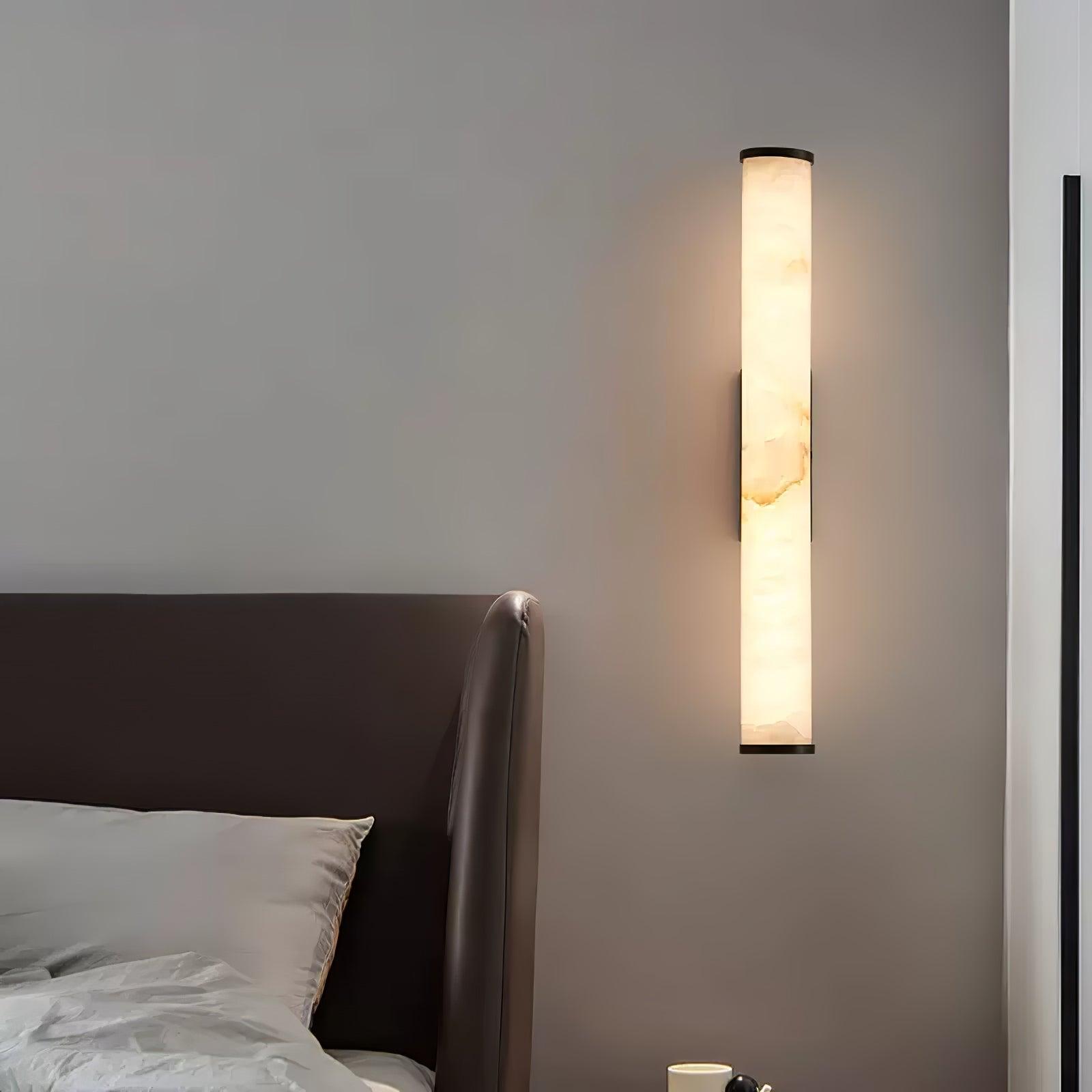 Klyr Alabaster Vertical Cylindrical Wall Lamp - Lamp Copper