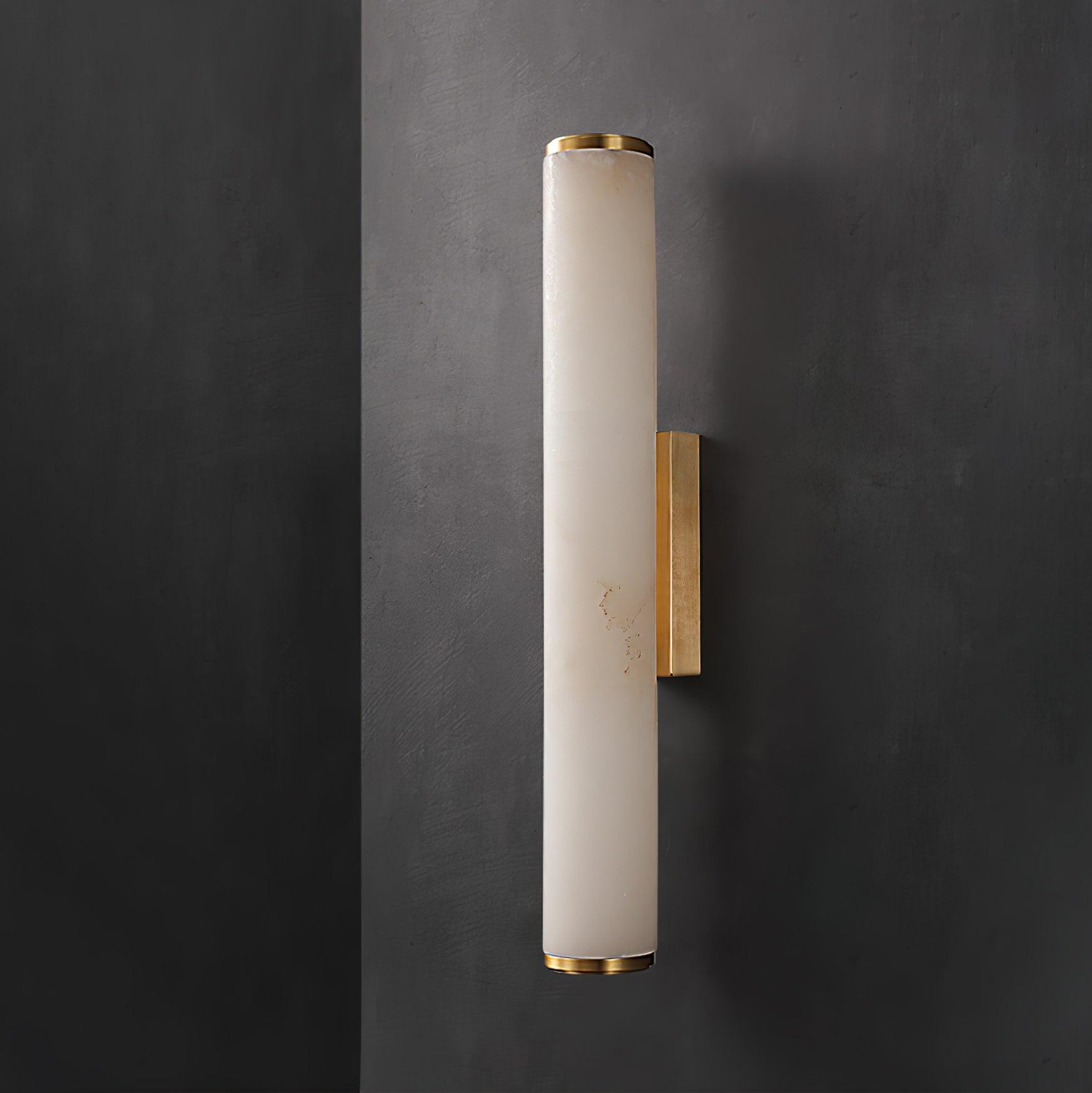 Kristy Alabaster Vertical Cylindrical Wall Lamp - Lamp Copper