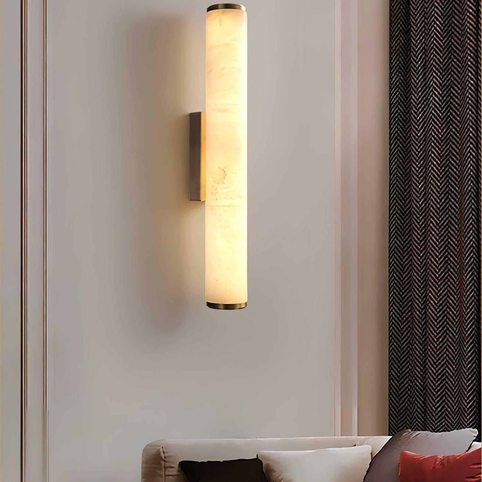 Kristy Alabaster Vertical Cylindrical Wall Lamp - Lamp Copper