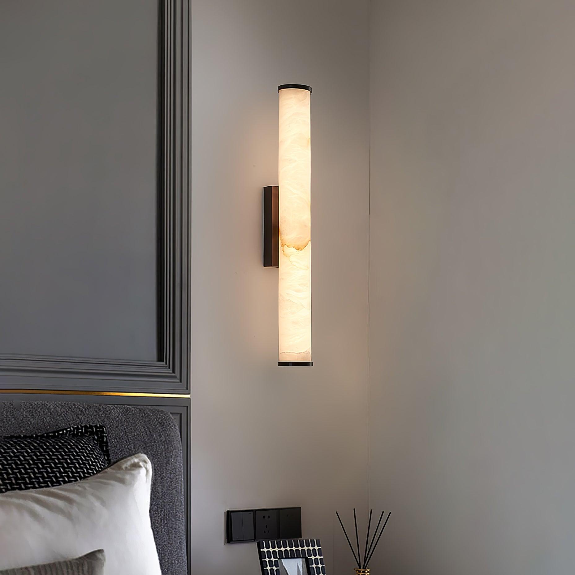 Kristy Alabaster Vertical Cylindrical Wall Lamp - Lamp Copper
