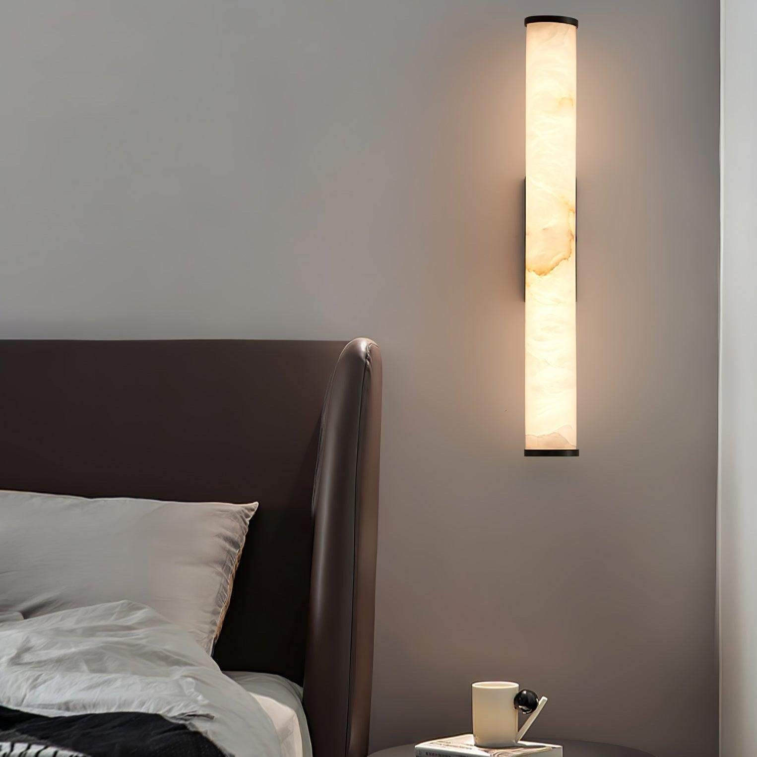 Klyr Alabaster Vertical Cylindrical Wall Lamp - Lamp Copper