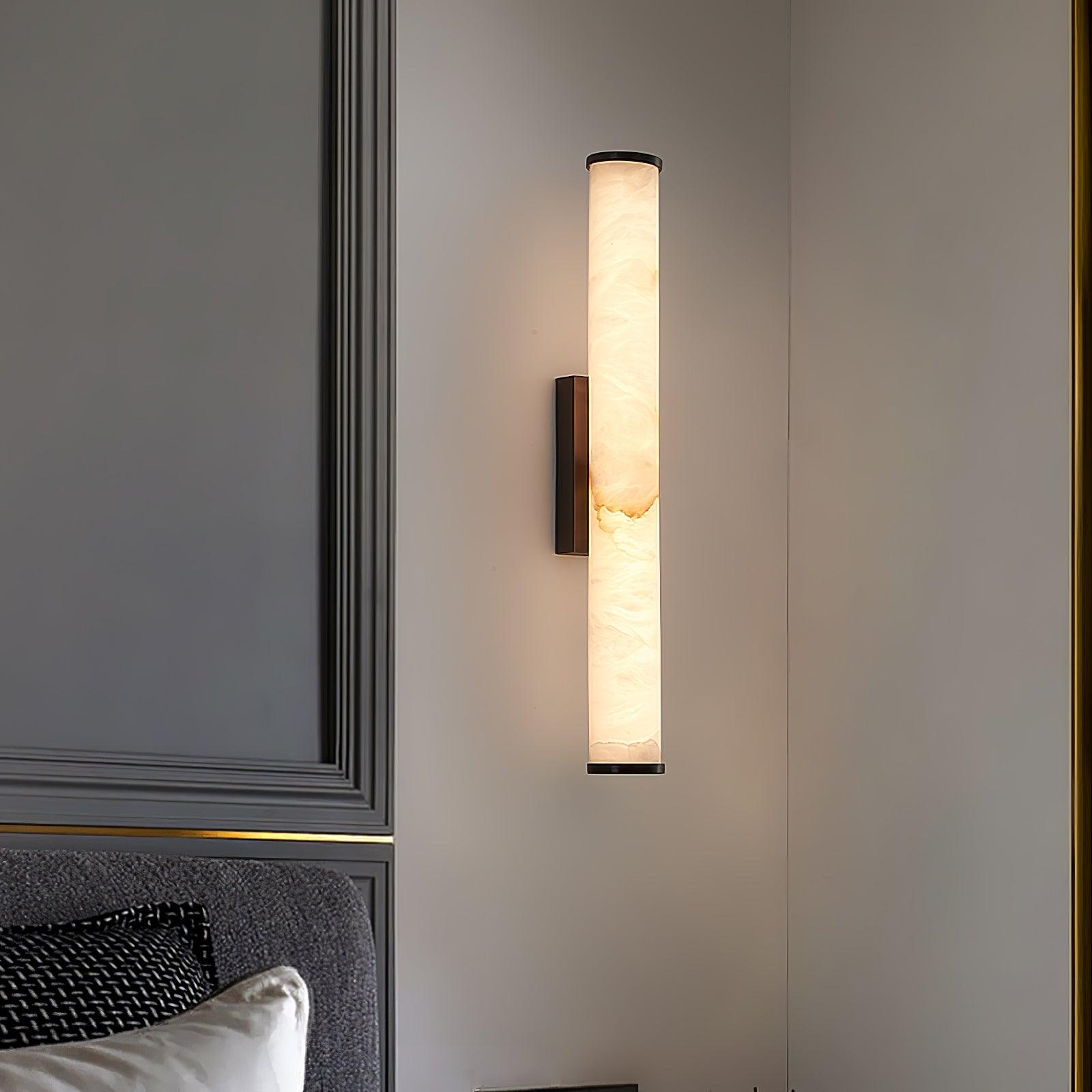 Klyr Alabaster Vertical Cylindrical Wall Lamp - Lamp Copper