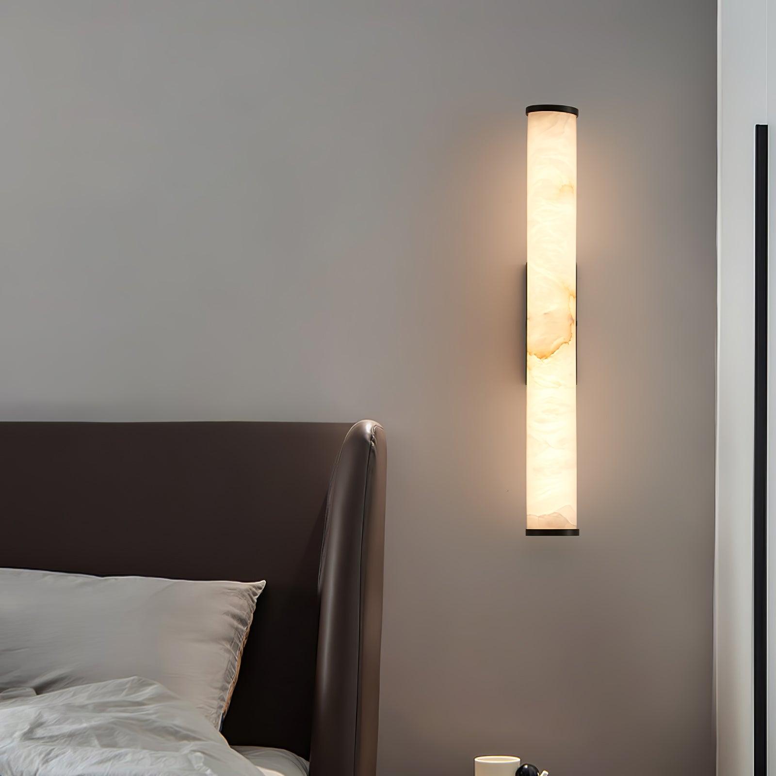 Klyr Alabaster Vertical Cylindrical Wall Lamp - Lamp Copper