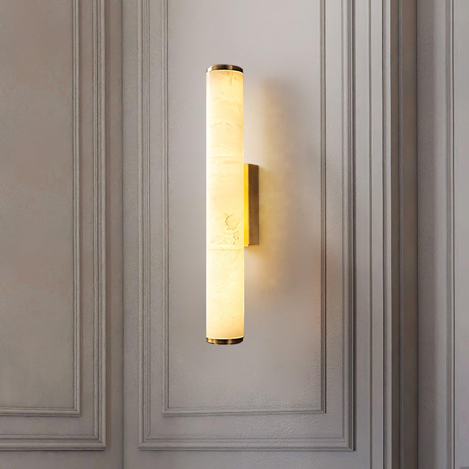 Klyr Alabaster Vertical Cylindrical Wall Lamp - Lamp Copper