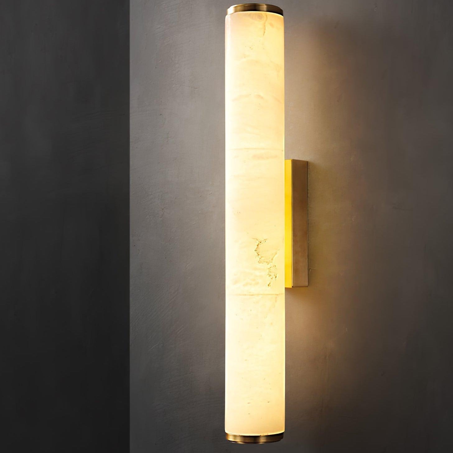Kristy Alabaster Vertical Cylindrical Wall Lamp - Lamp Copper