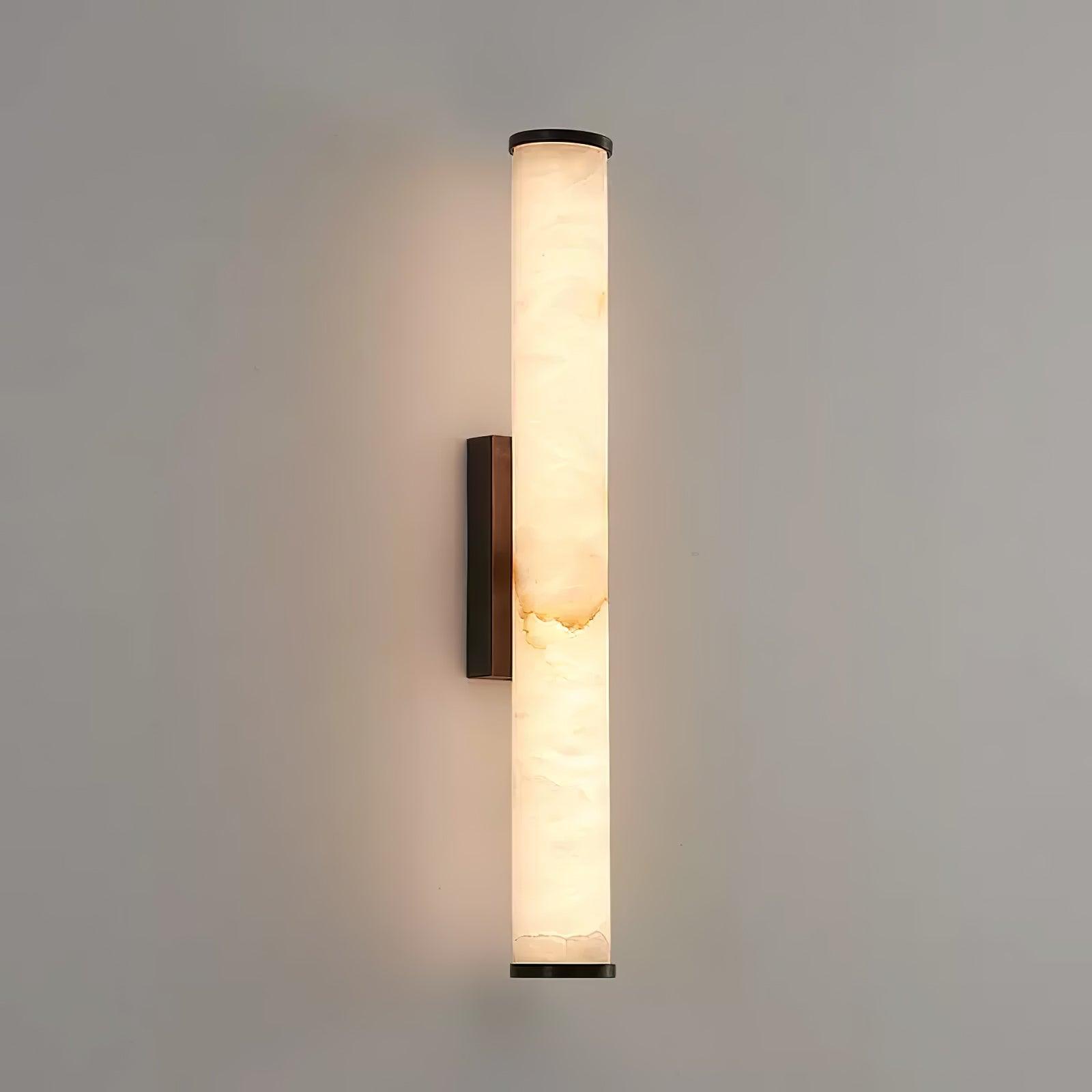 Klyr Alabaster Vertical Cylindrical Wall Lamp - Lamp Copper