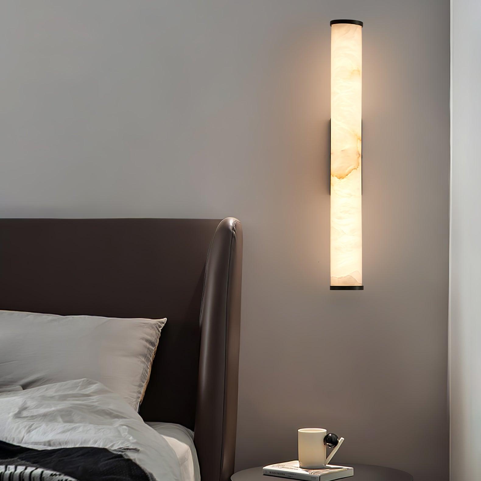 Kristy Alabaster Vertical Cylindrical Wall Lamp - Lamp Copper