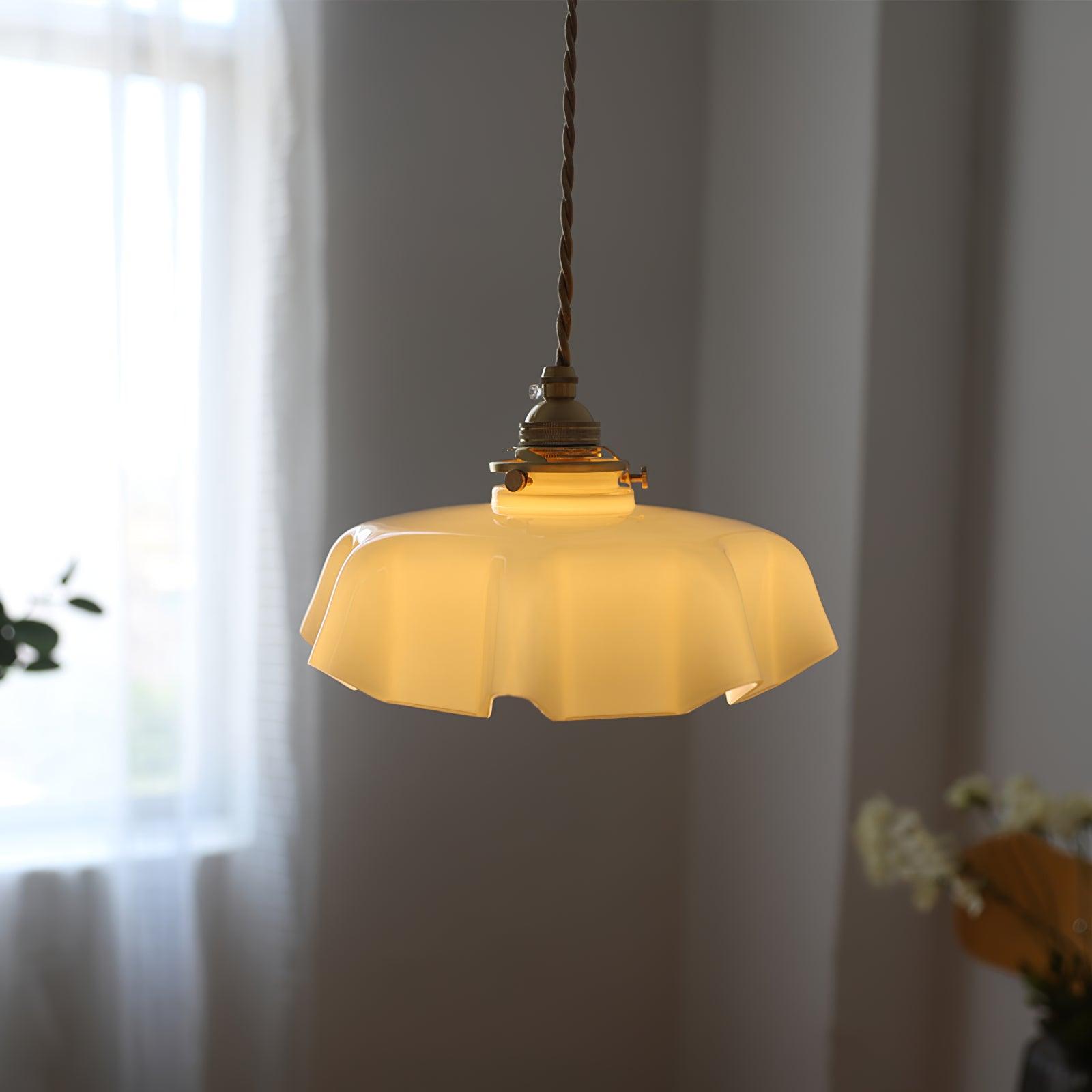 Civen Farmhouse Ruffled Pendant Light - Lamp Copper
