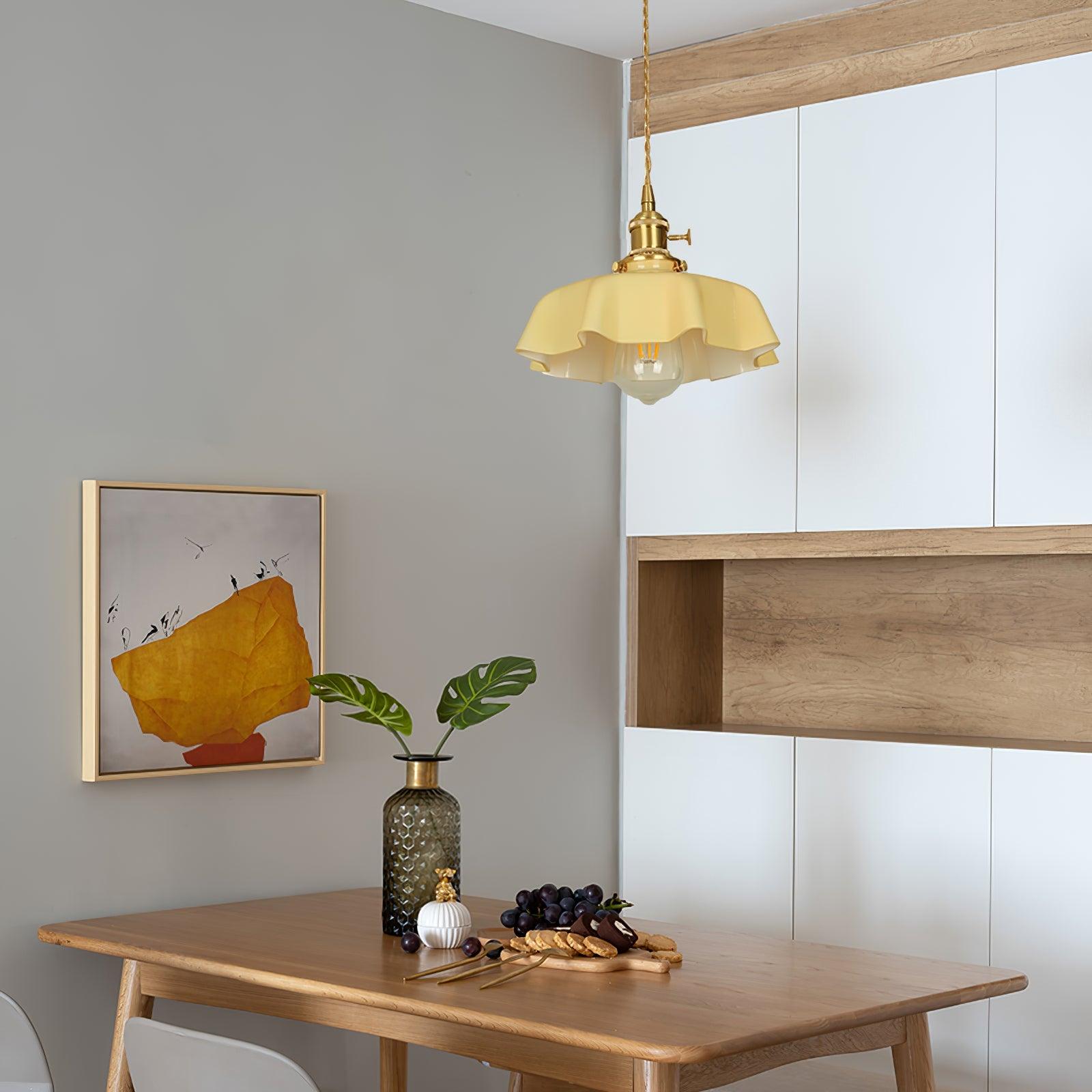 Civen Farmhouse Ruffled Pendant Light - Lamp Copper