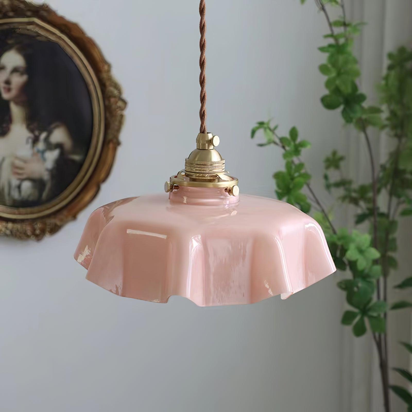 Civen Farmhouse Ruffled Pendant Light - Lamp Copper